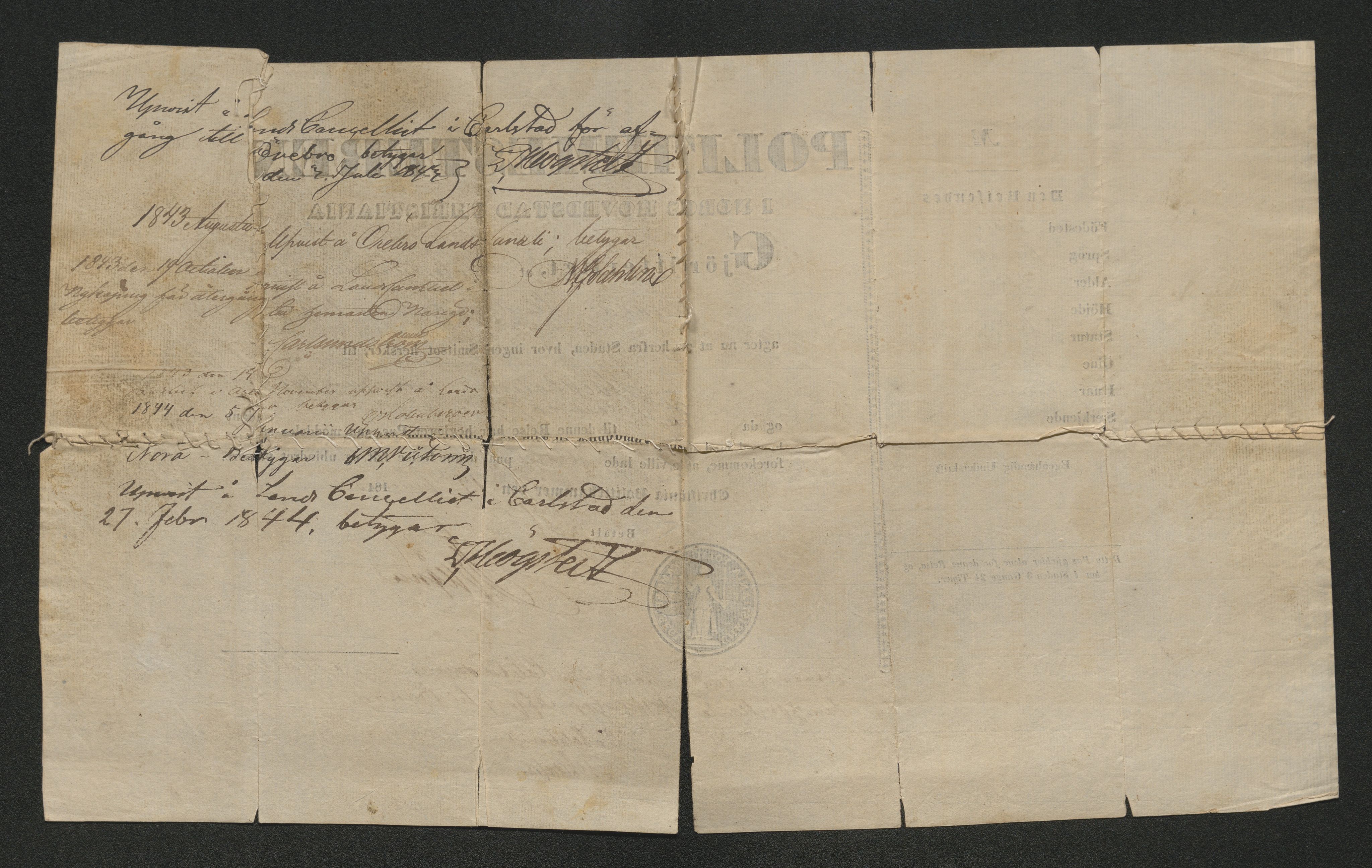 Drammen politikammer, SAKO/A-623/I/Ia/Iab/L0007: Innleverte pass, 1843-1844, s. 505