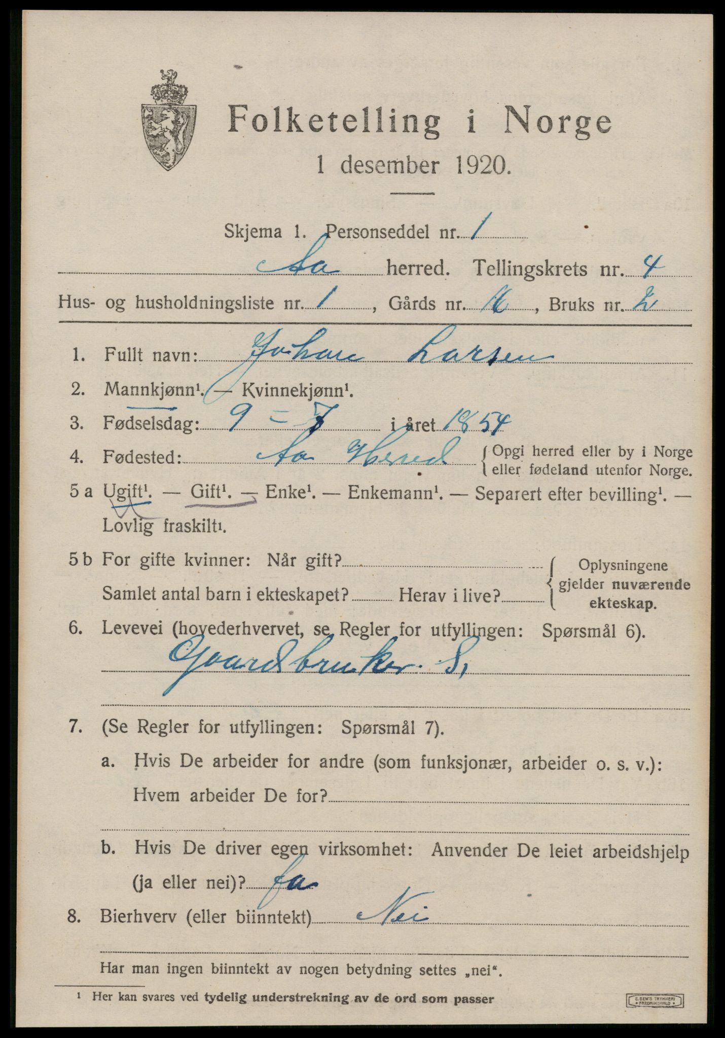 SAT, Folketelling 1920 for 1630 Å herred, 1920, s. 2072