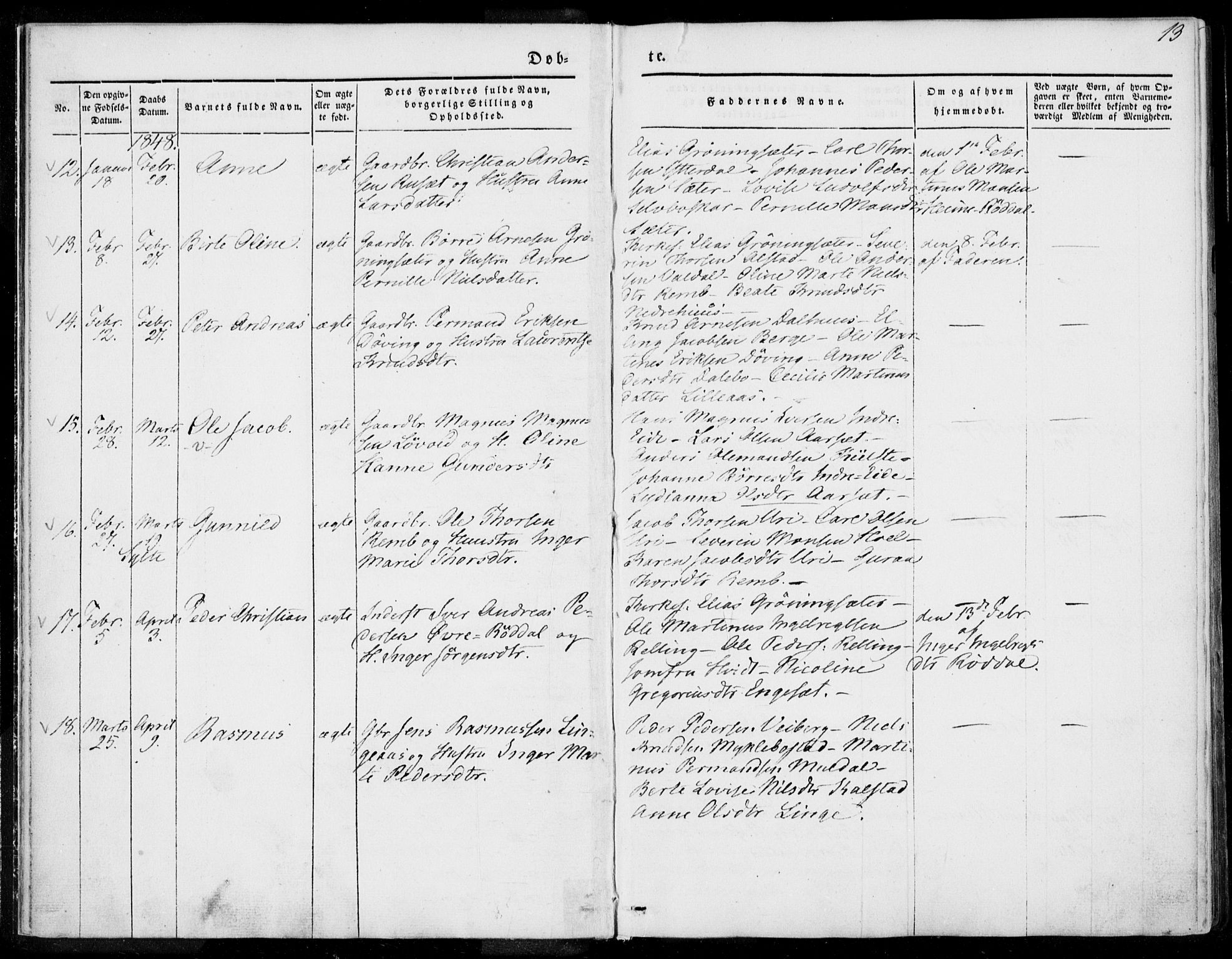 Ministerialprotokoller, klokkerbøker og fødselsregistre - Møre og Romsdal, AV/SAT-A-1454/519/L0249: Ministerialbok nr. 519A08, 1846-1868, s. 13