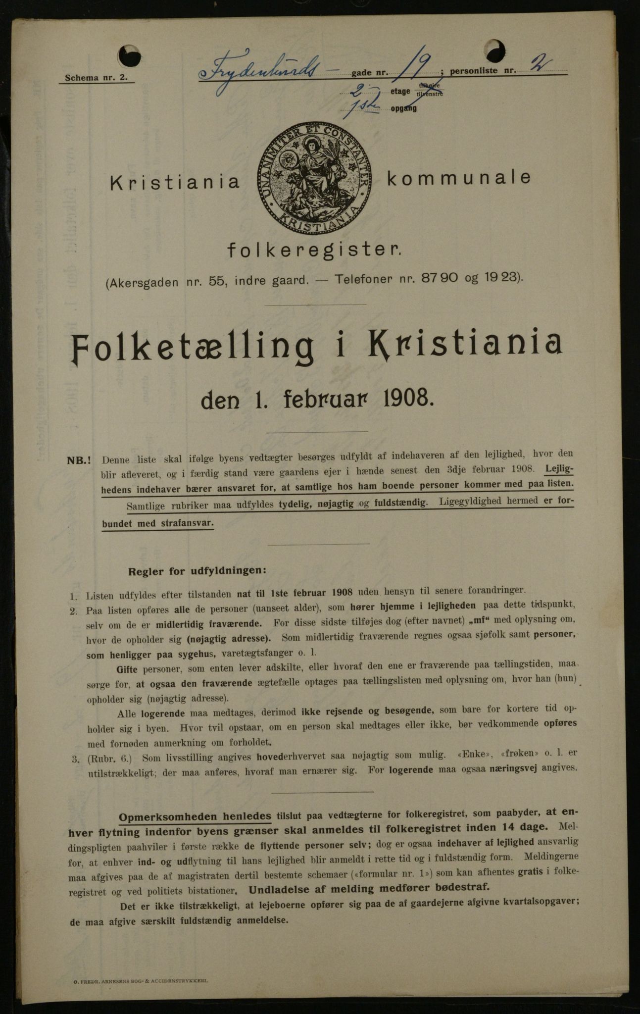 OBA, Kommunal folketelling 1.2.1908 for Kristiania kjøpstad, 1908, s. 25591