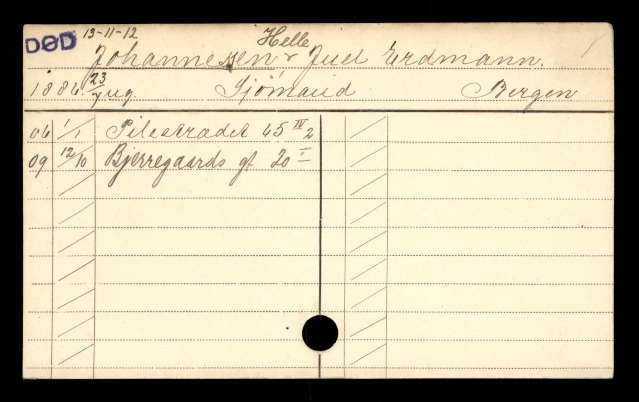 Oslo folkeregister, Registerkort, AV/SAO-A-11715/D/Da/L0043: Menn: Johansen Juul - Johansen Ola, 1906-1919