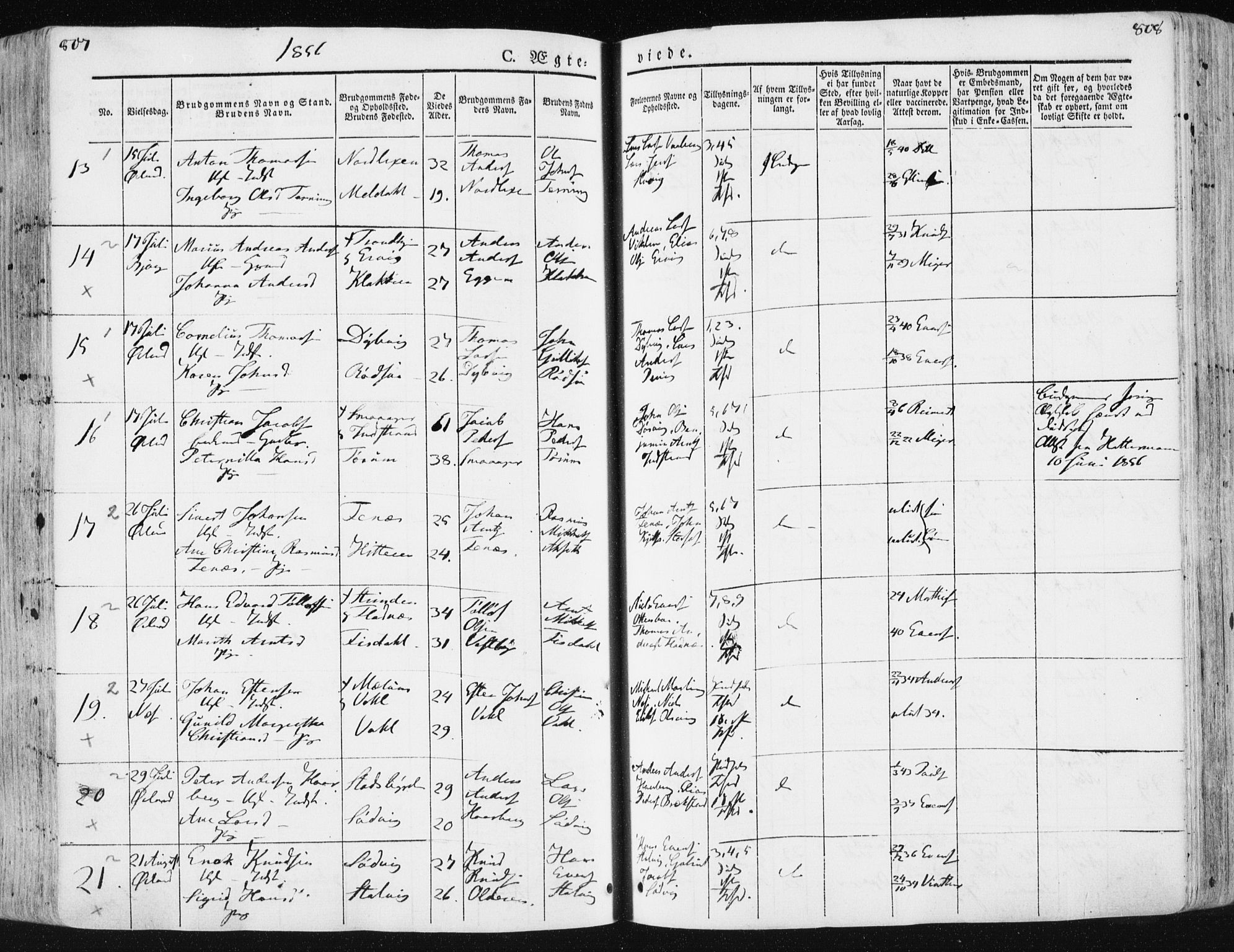 Ministerialprotokoller, klokkerbøker og fødselsregistre - Sør-Trøndelag, SAT/A-1456/659/L0736: Ministerialbok nr. 659A06, 1842-1856, s. 807-808