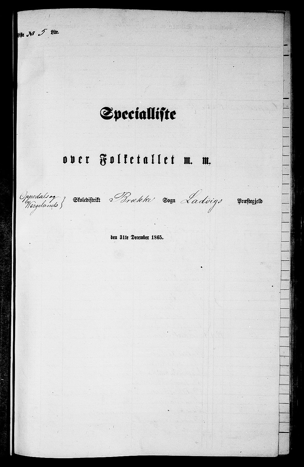 RA, Folketelling 1865 for 1415P Lavik prestegjeld, 1865, s. 73