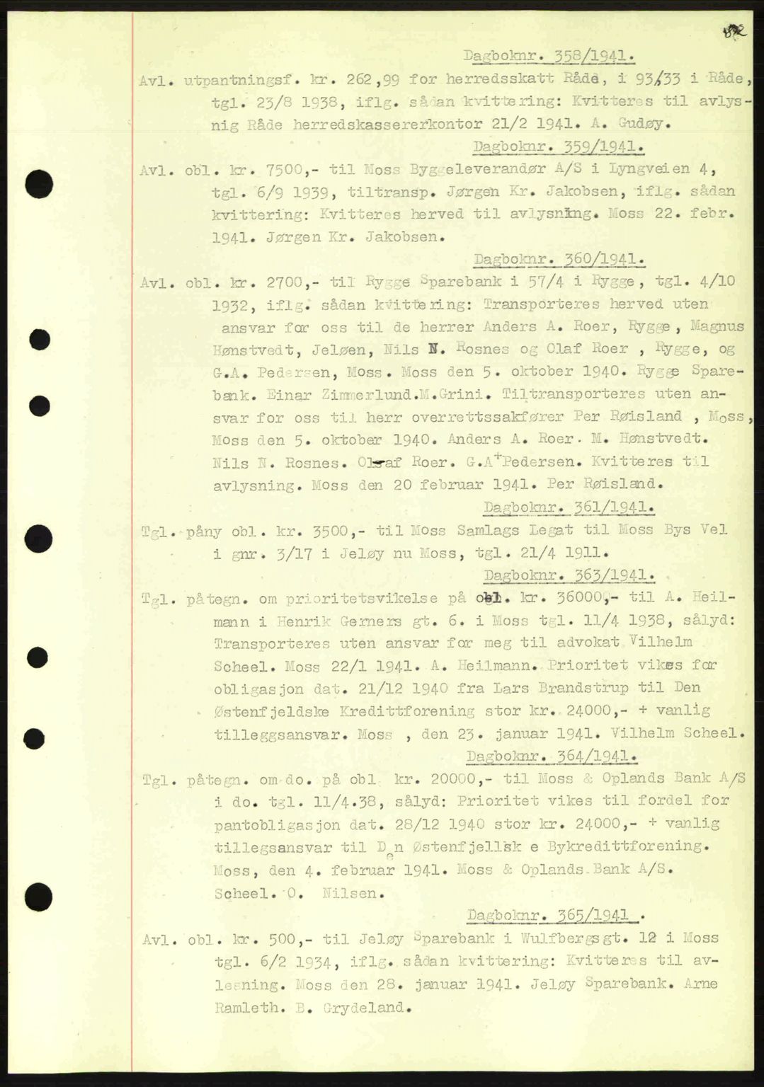 Moss sorenskriveri, SAO/A-10168: Pantebok nr. B10, 1940-1941, Dagboknr: 358/1941