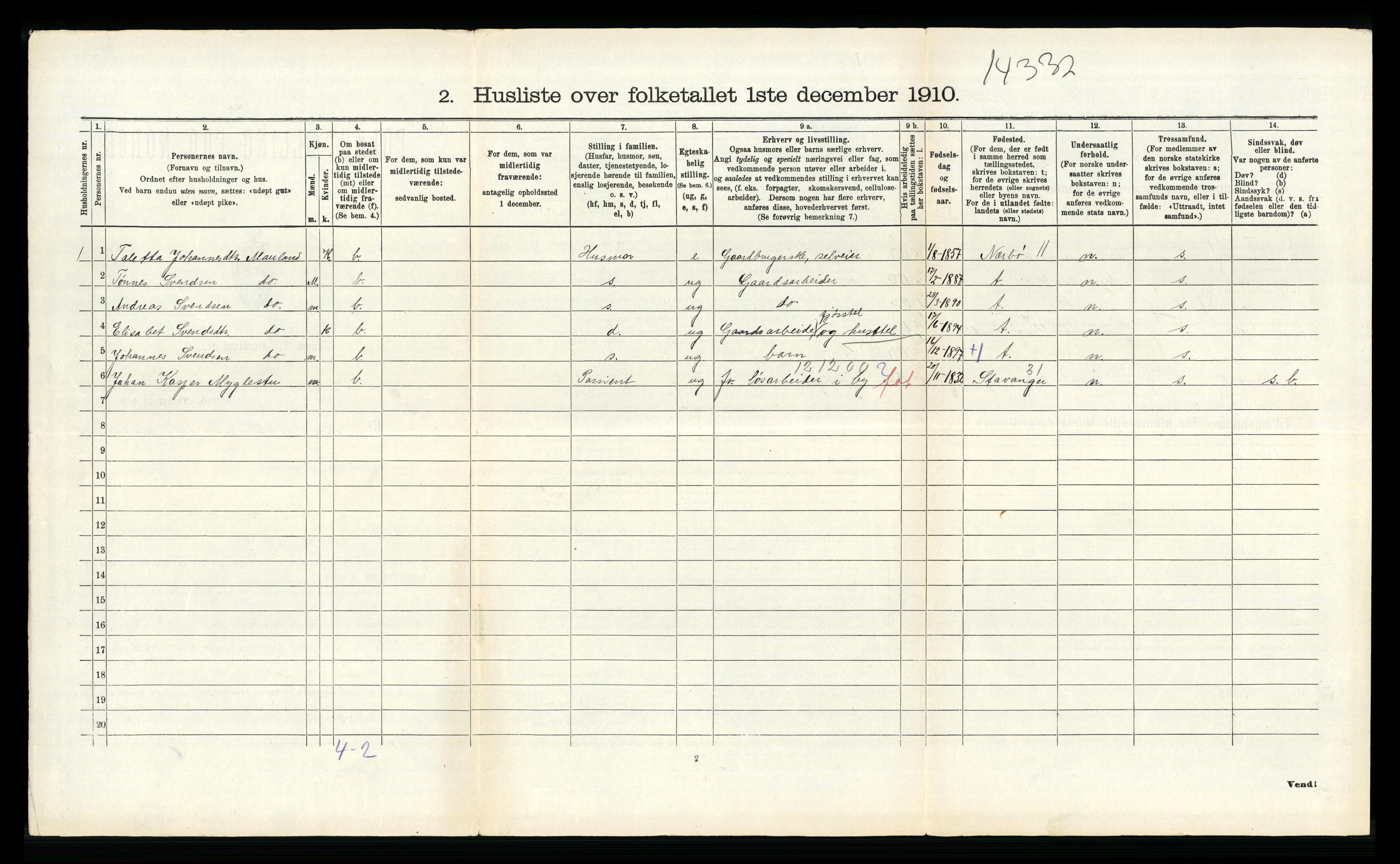 RA, Folketelling 1910 for 1121 Time herred, 1910, s. 812