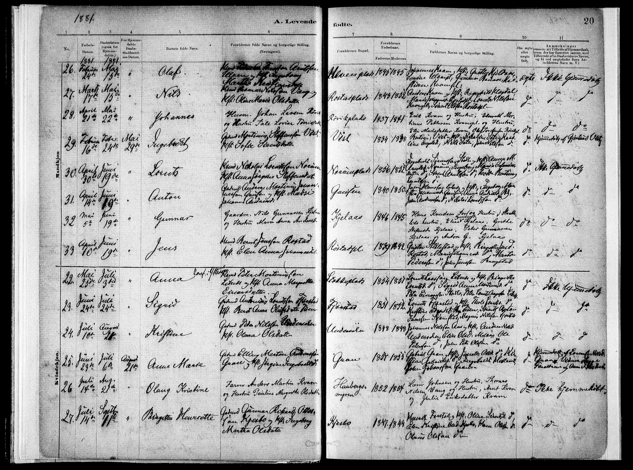 Ministerialprotokoller, klokkerbøker og fødselsregistre - Nord-Trøndelag, SAT/A-1458/730/L0285: Ministerialbok nr. 730A10, 1879-1914, s. 20
