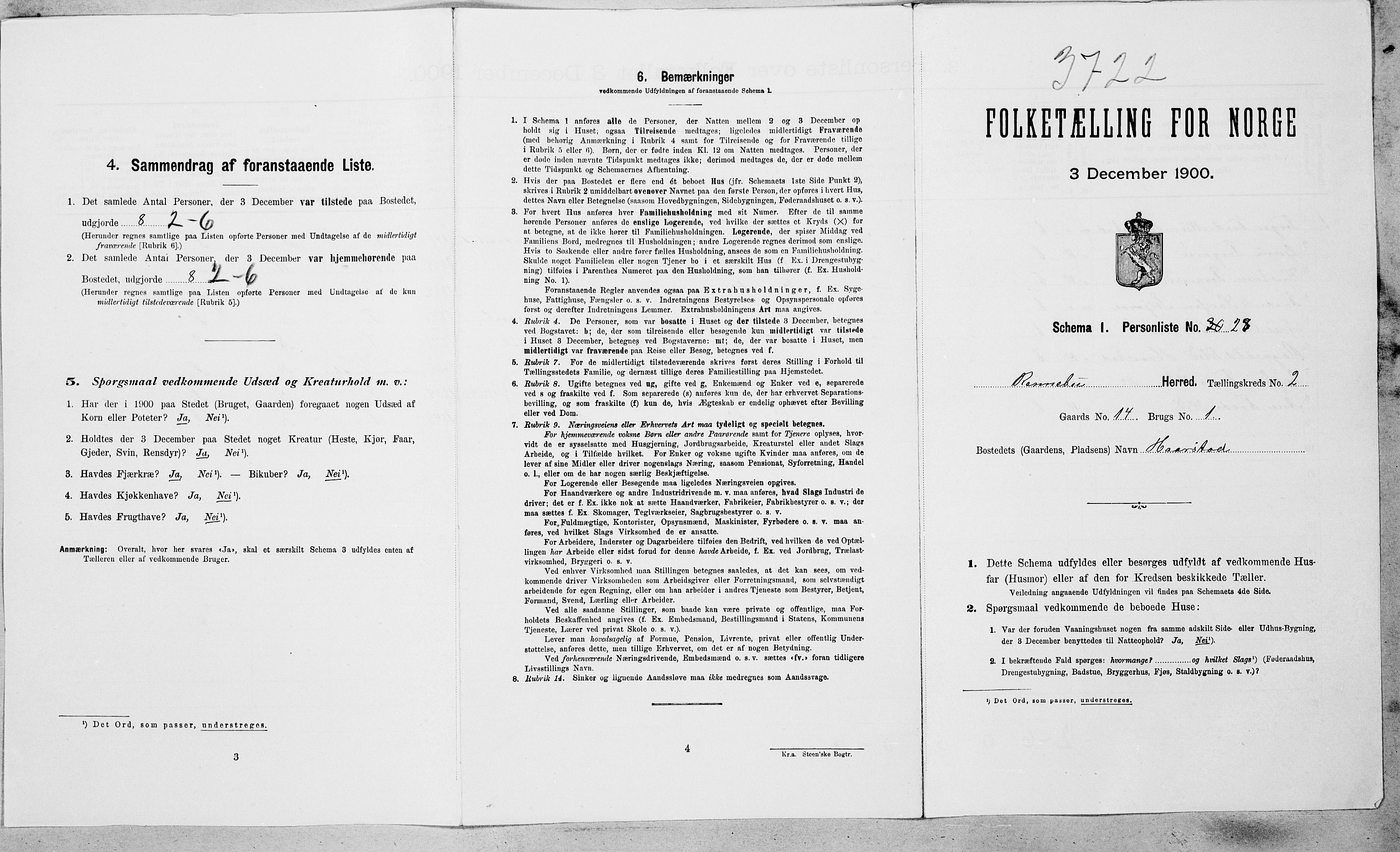 SAT, Folketelling 1900 for 1635 Rennebu herred, 1900, s. 264