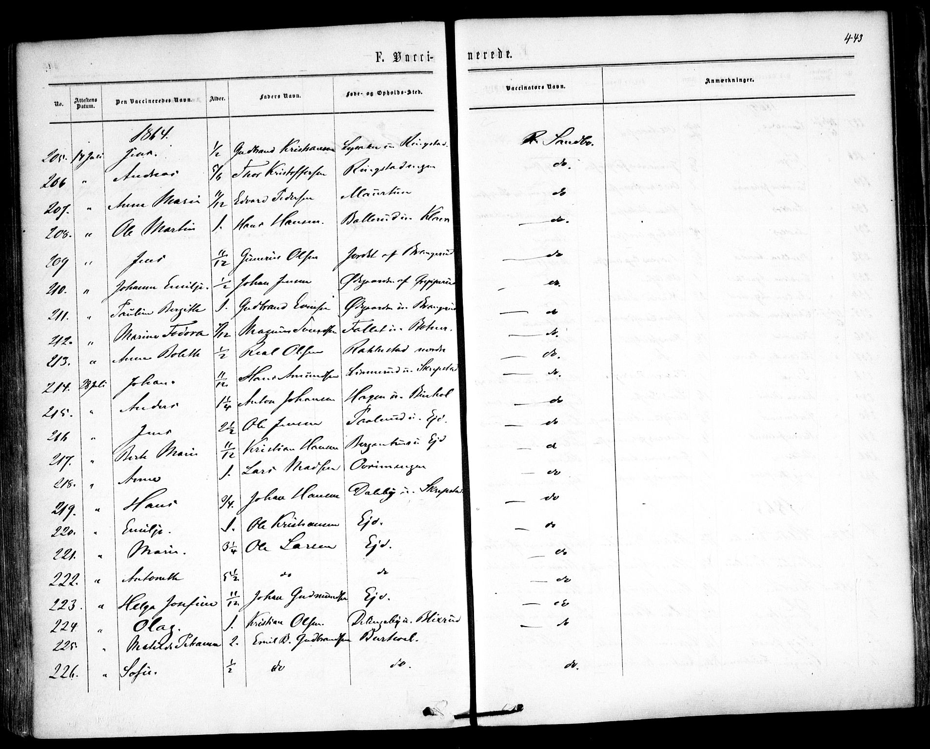 Høland prestekontor Kirkebøker, AV/SAO-A-10346a/F/Fa/L0011: Ministerialbok nr. I 11, 1862-1869, s. 443