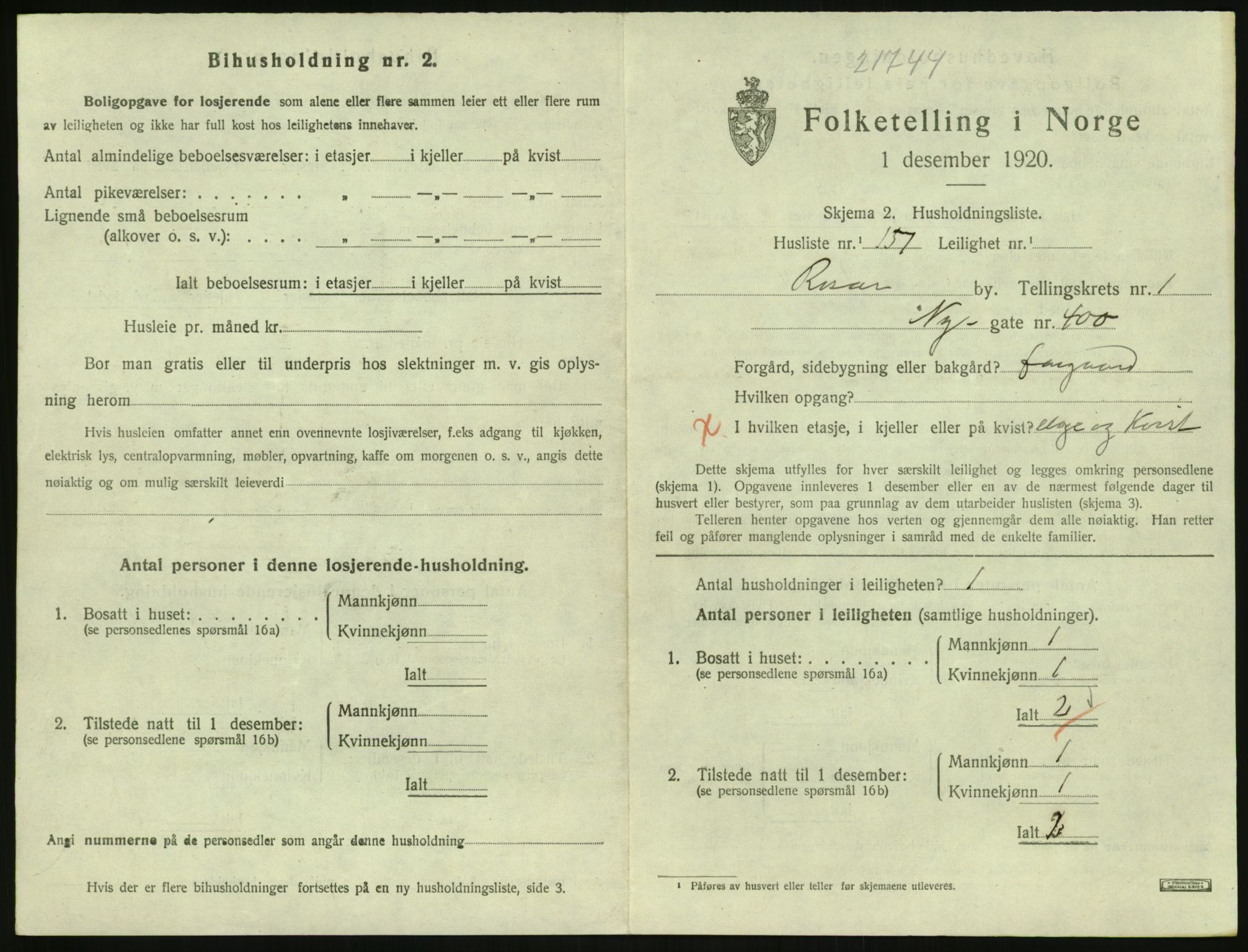 SAK, Folketelling 1920 for 0901 Risør kjøpstad, 1920, s. 1731