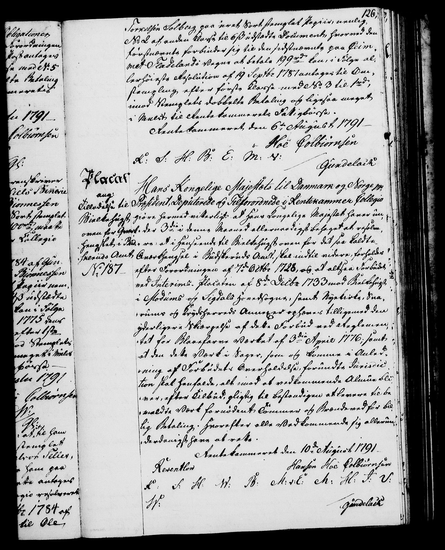 Rentekammeret, Kammerkanselliet, RA/EA-3111/G/Gg/Gga/L0015: Norsk ekspedisjonsprotokoll med register (merket RK 53.15), 1790-1791, s. 126
