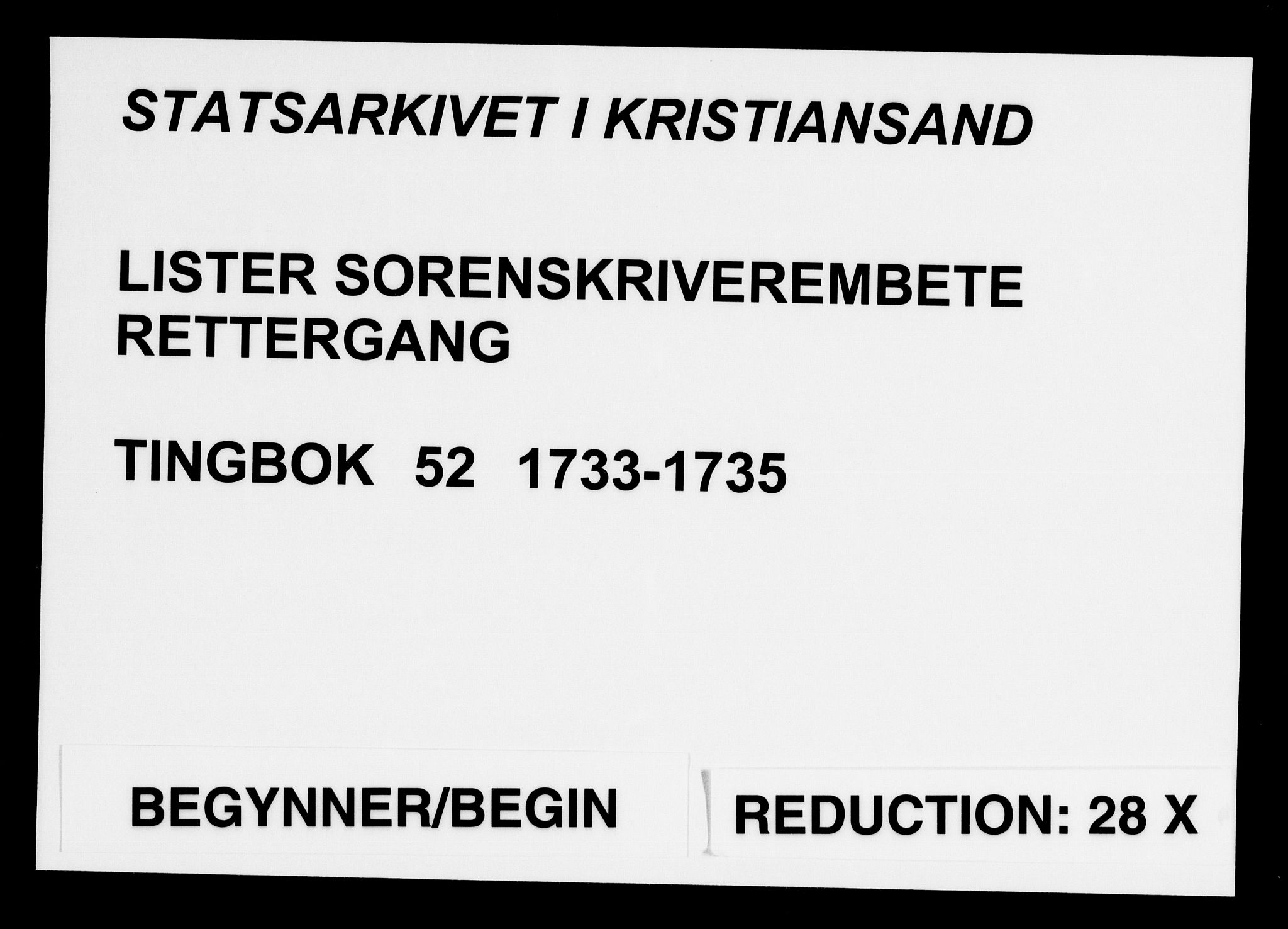 Lister sorenskriveri, AV/SAK-1221-0003/F/Fa/L0052: Tingbok nr 52, 1733-1735