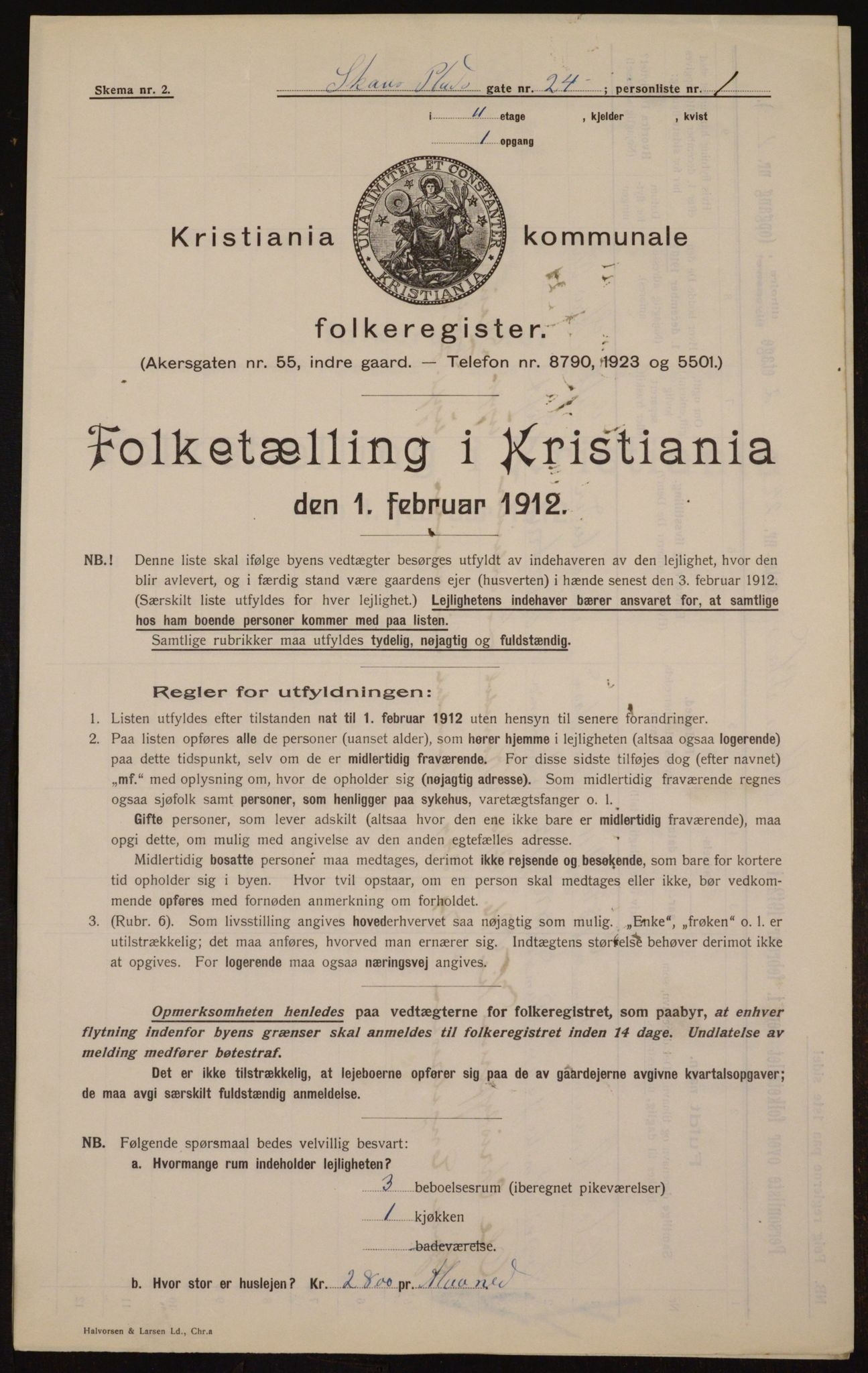 OBA, Kommunal folketelling 1.2.1912 for Kristiania, 1912, s. 90731