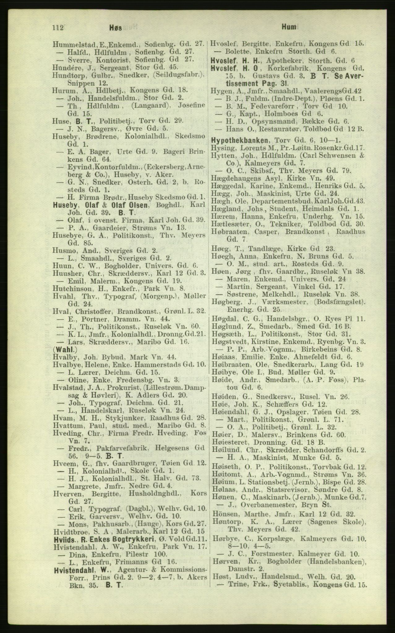 Kristiania/Oslo adressebok, PUBL/-, 1884, s. 112