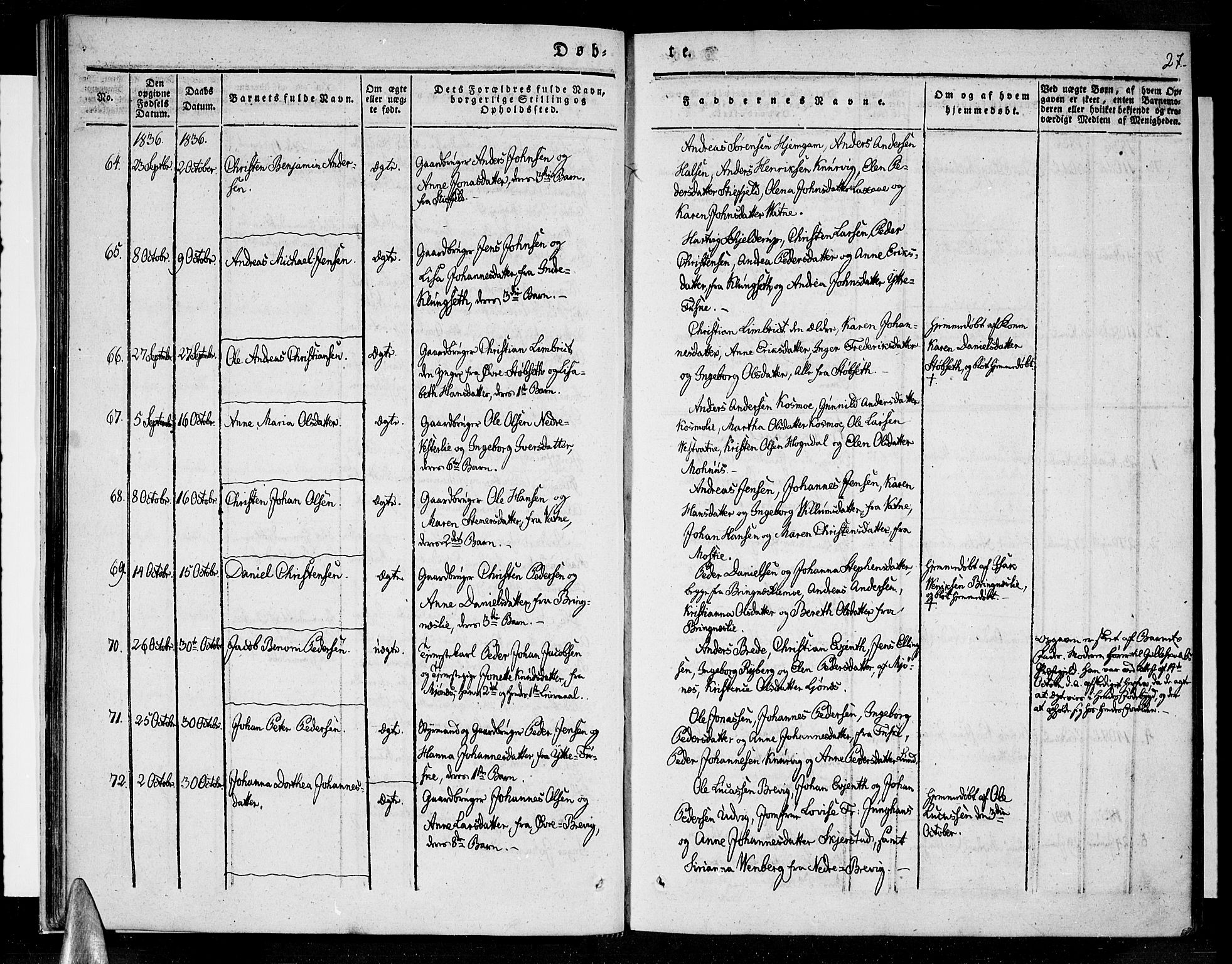 Ministerialprotokoller, klokkerbøker og fødselsregistre - Nordland, AV/SAT-A-1459/852/L0737: Ministerialbok nr. 852A07, 1833-1849, s. 27