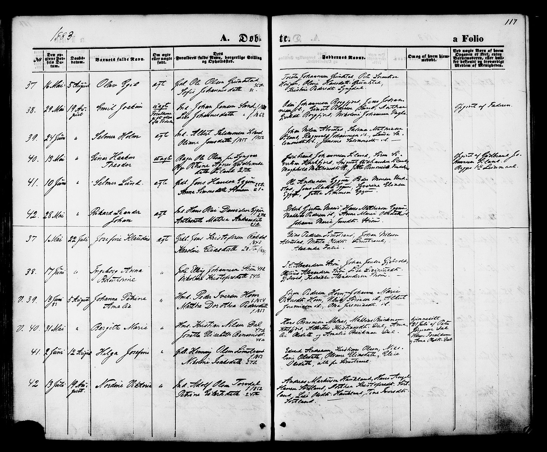 Ministerialprotokoller, klokkerbøker og fødselsregistre - Nordland, SAT/A-1459/880/L1132: Ministerialbok nr. 880A06, 1869-1887, s. 117