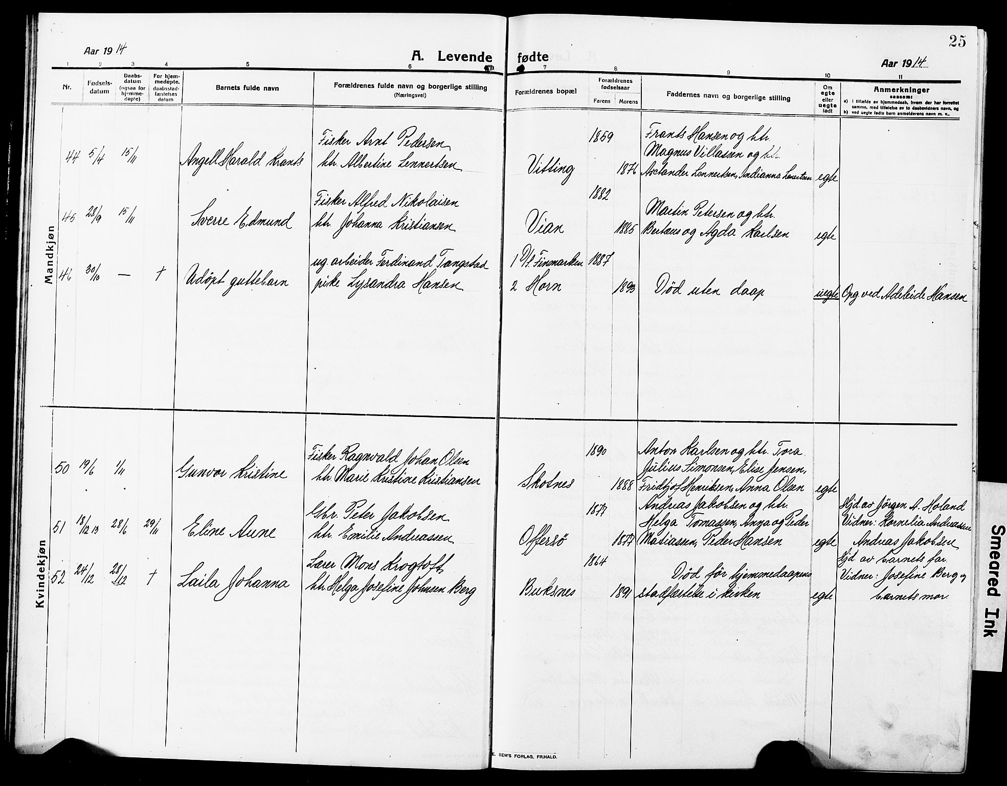 Ministerialprotokoller, klokkerbøker og fødselsregistre - Nordland, AV/SAT-A-1459/881/L1169: Klokkerbok nr. 881C06, 1912-1930, s. 25