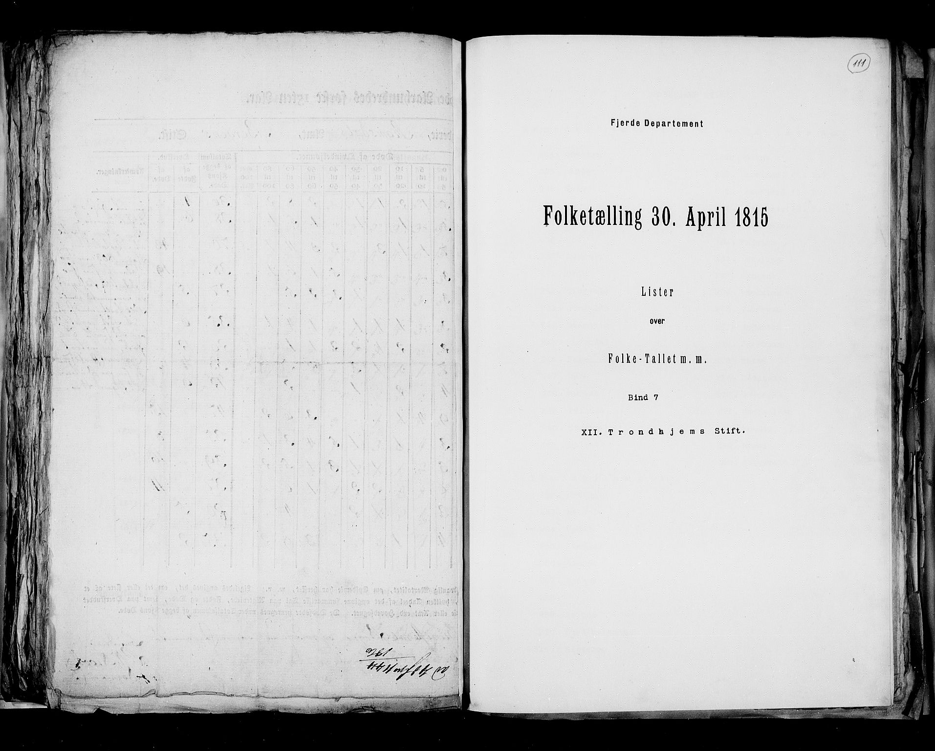 RA, Folketellingen 1815, bind 7: Folkemengdens bevegelse i Bergen stift og Trondheim stift, 1815, s. 111