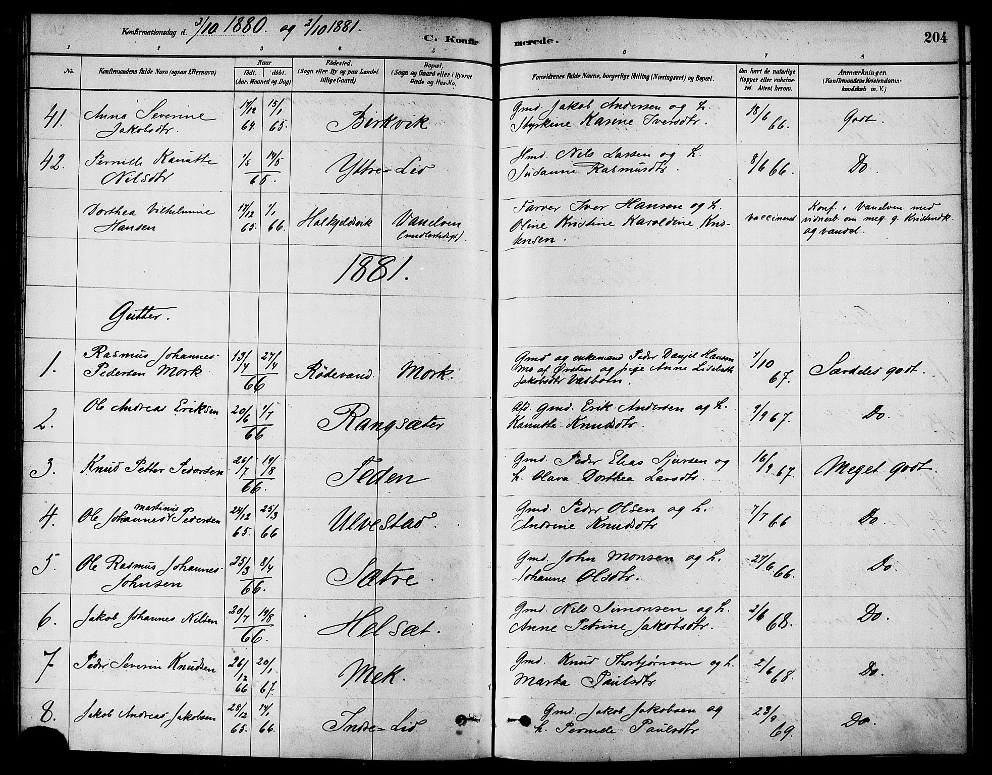 Ministerialprotokoller, klokkerbøker og fødselsregistre - Møre og Romsdal, SAT/A-1454/511/L0141: Ministerialbok nr. 511A08, 1878-1890, s. 204