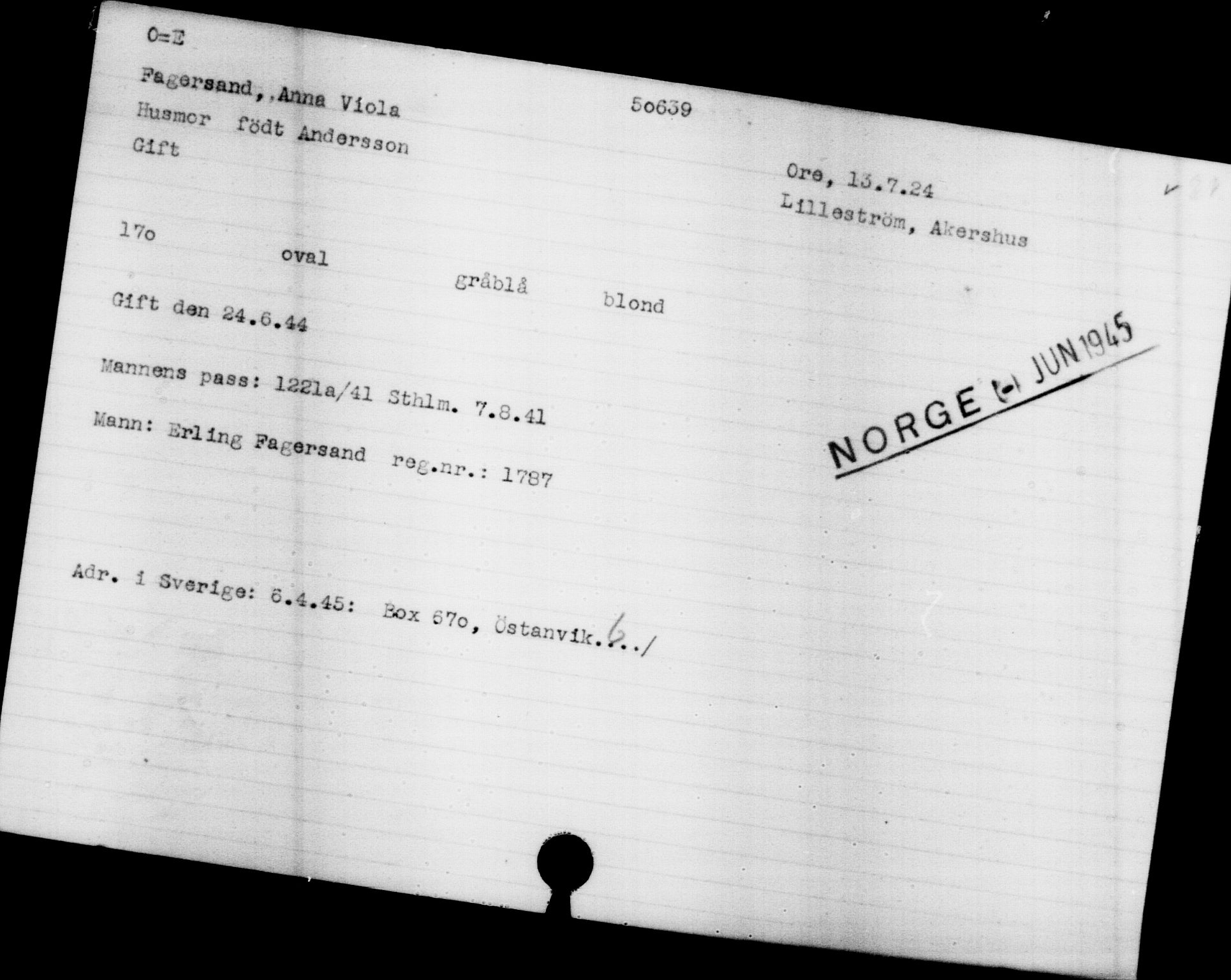 Utenriksstasjonene, Legasjonen i Stockholm, Flyktningkontoret, AV/RA-S-6753/V/Va/L0019: Kjesäterkartoteket, flyktninger med registreringsnr. 49600-55060, 1940-1945, s. 1067