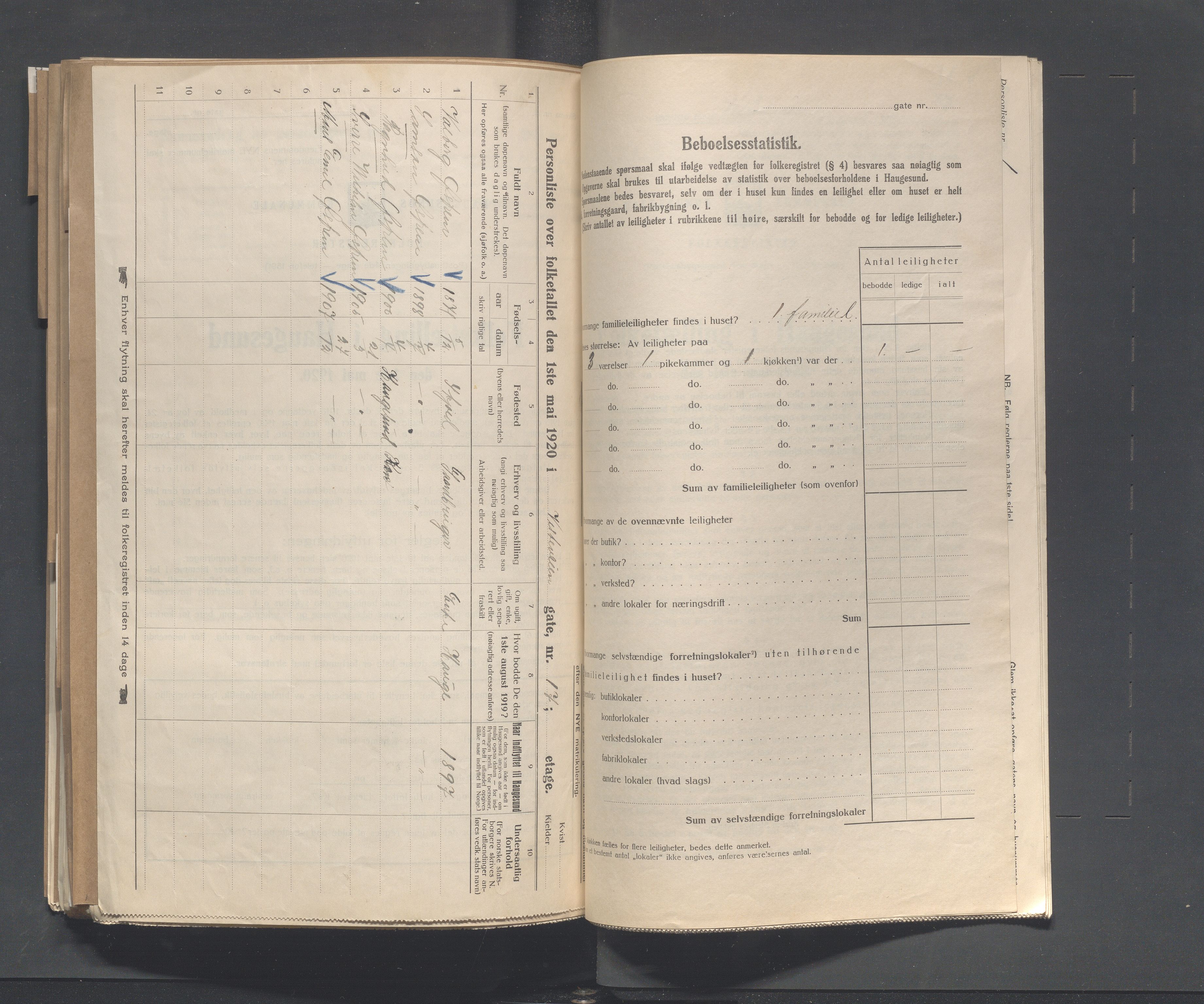 IKAR, Kommunal folketelling 1.5.1920 for Haugesund, 1920, s. 5288