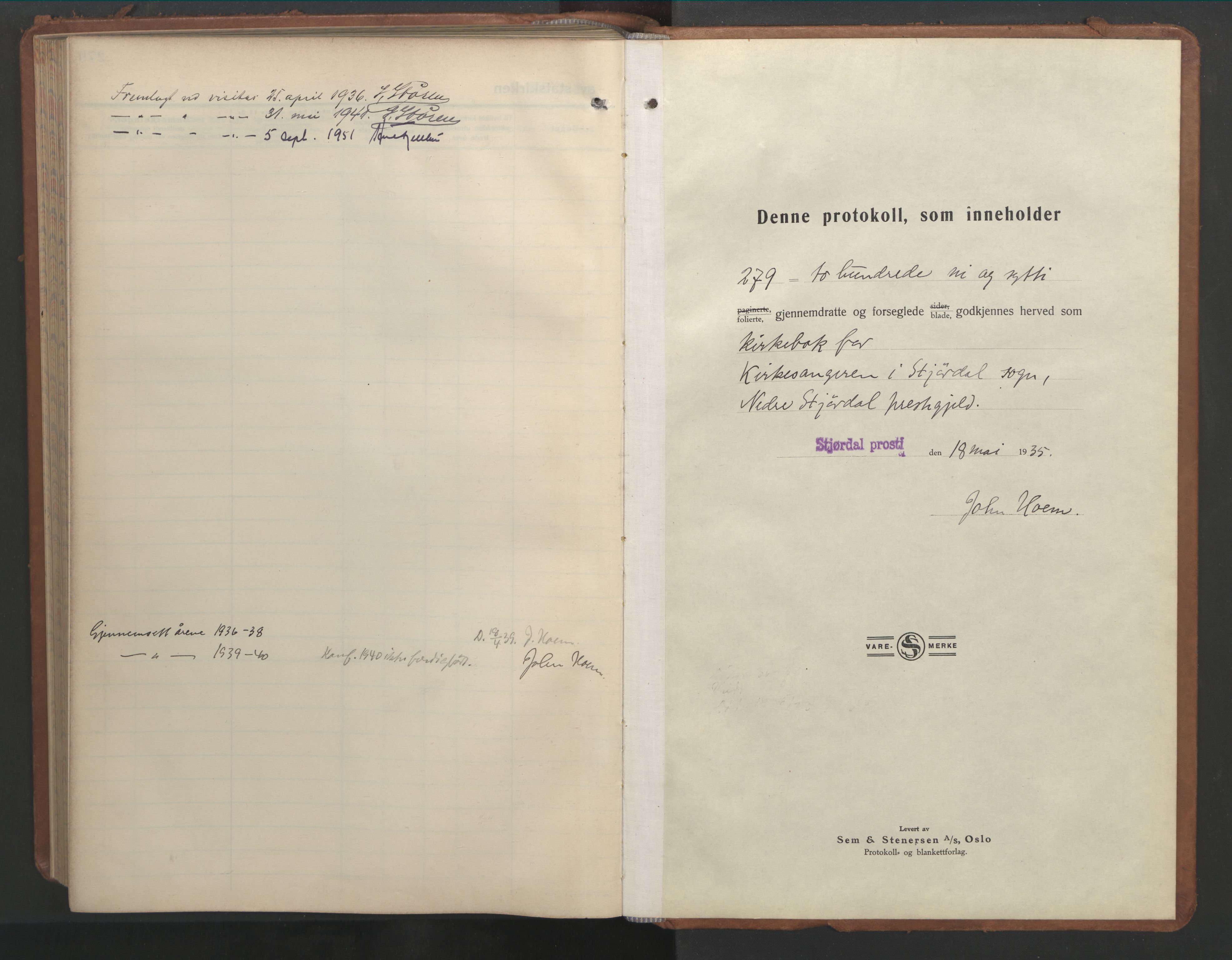 Ministerialprotokoller, klokkerbøker og fødselsregistre - Nord-Trøndelag, SAT/A-1458/709/L0089: Klokkerbok nr. 709C03, 1935-1948