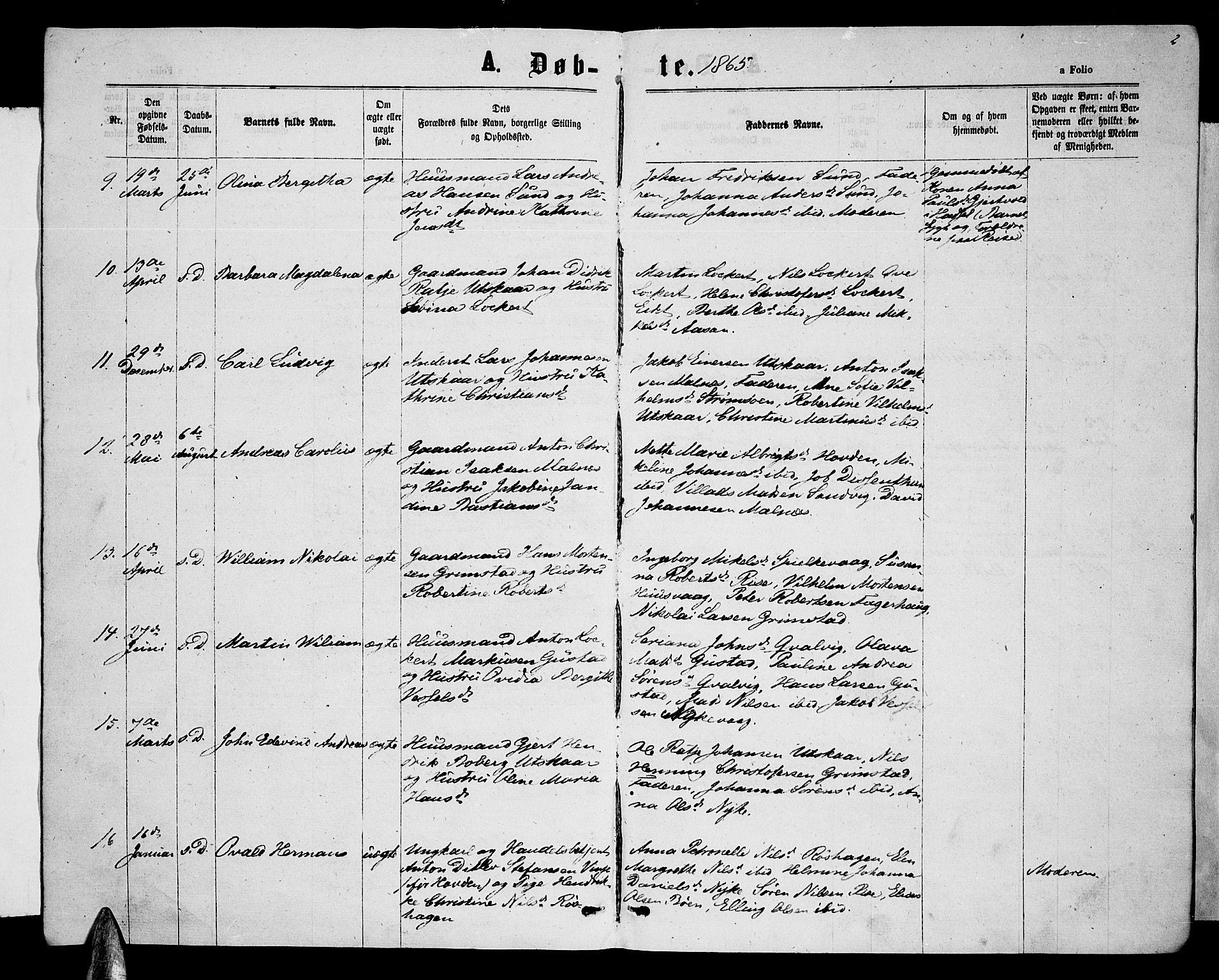 Ministerialprotokoller, klokkerbøker og fødselsregistre - Nordland, AV/SAT-A-1459/892/L1324: Klokkerbok nr. 892C01, 1865-1879, s. 2