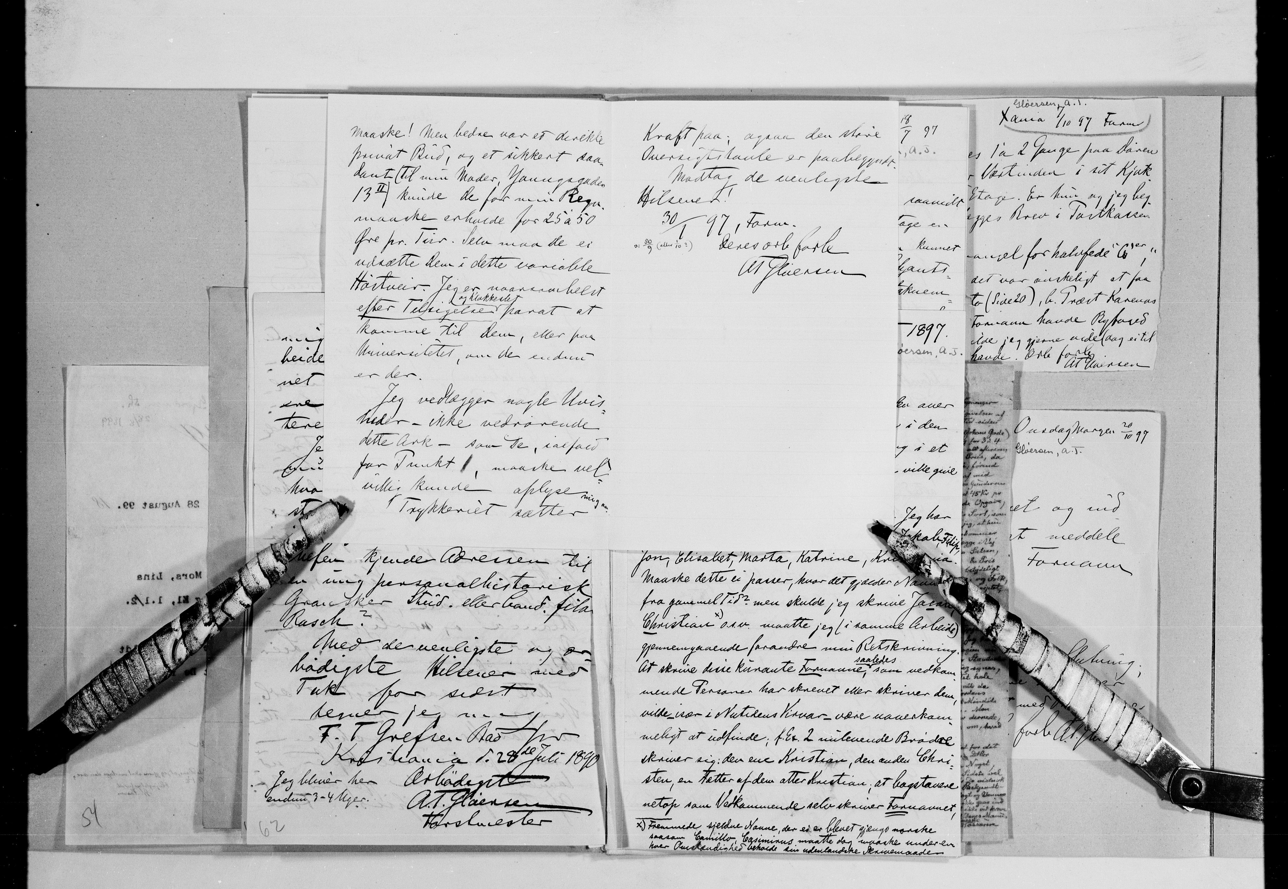 Lassens samlinger, AV/RA-PA-0051/G/L0097: Alfabetisk ordnede brev til Wilhelm Lassen: Fabritius - Grønvold, 1815-1907, s. 163