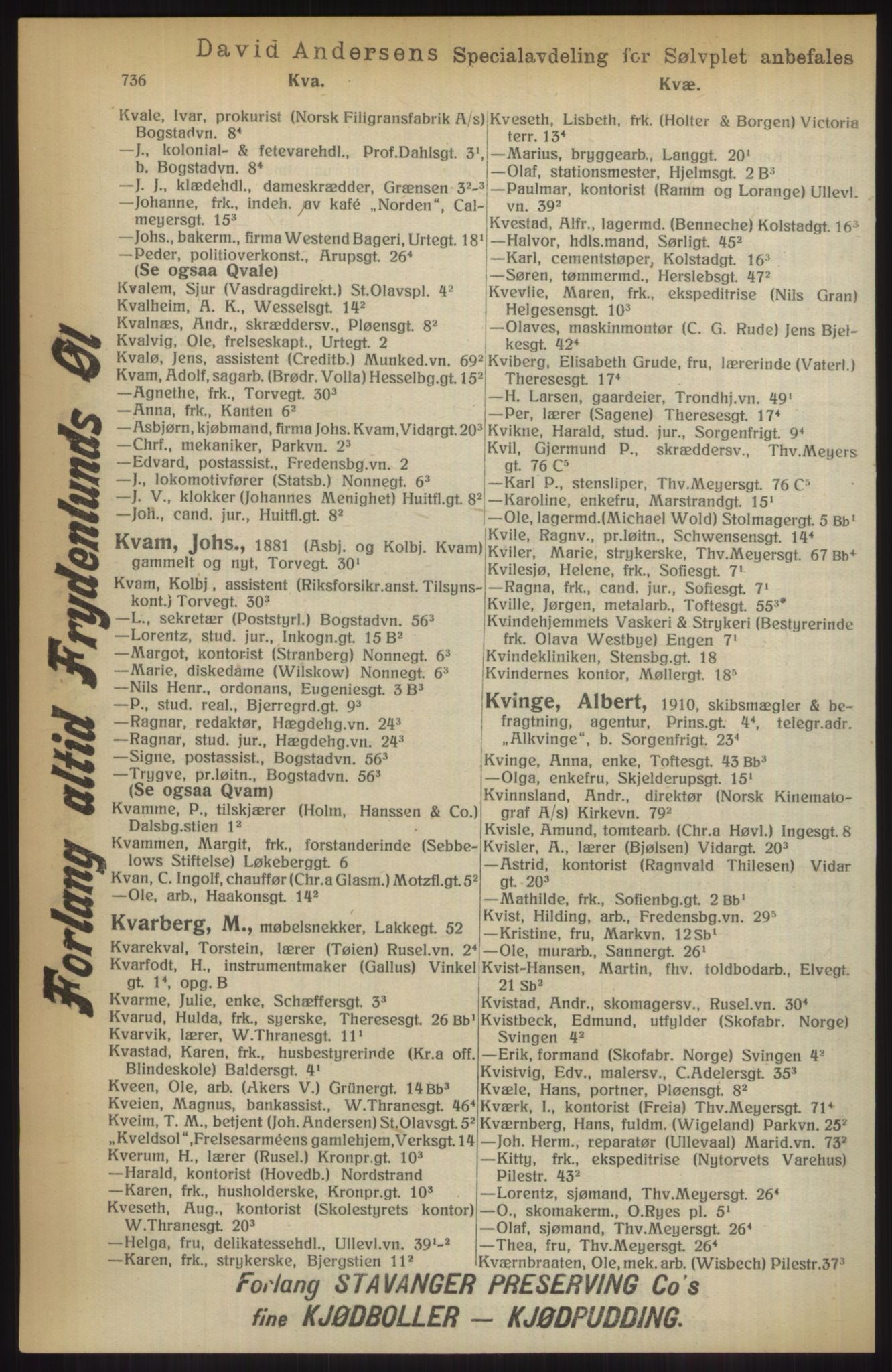 Kristiania/Oslo adressebok, PUBL/-, 1914, s. 736