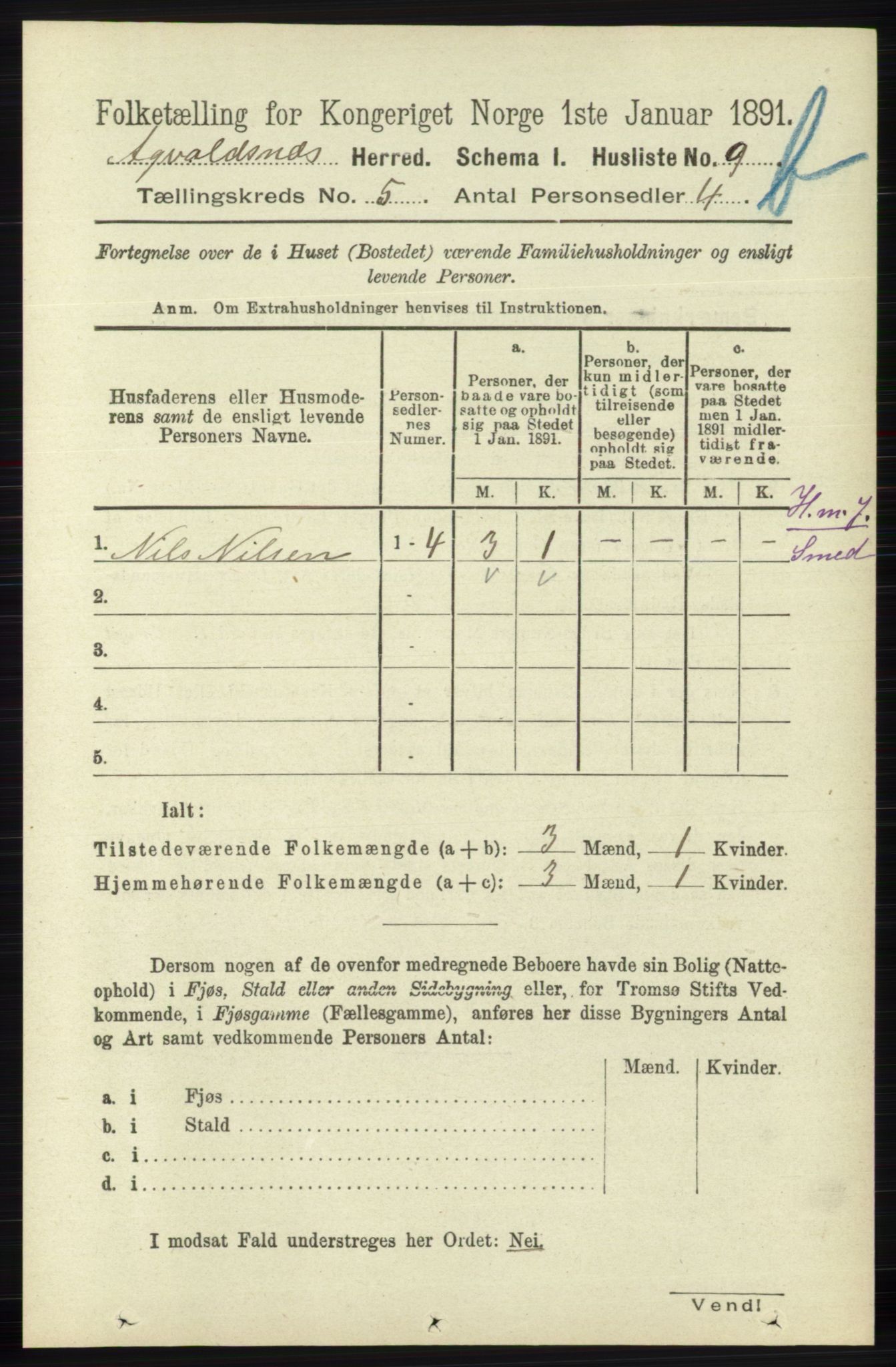 RA, Folketelling 1891 for 1147 Avaldsnes herred, 1891, s. 2997