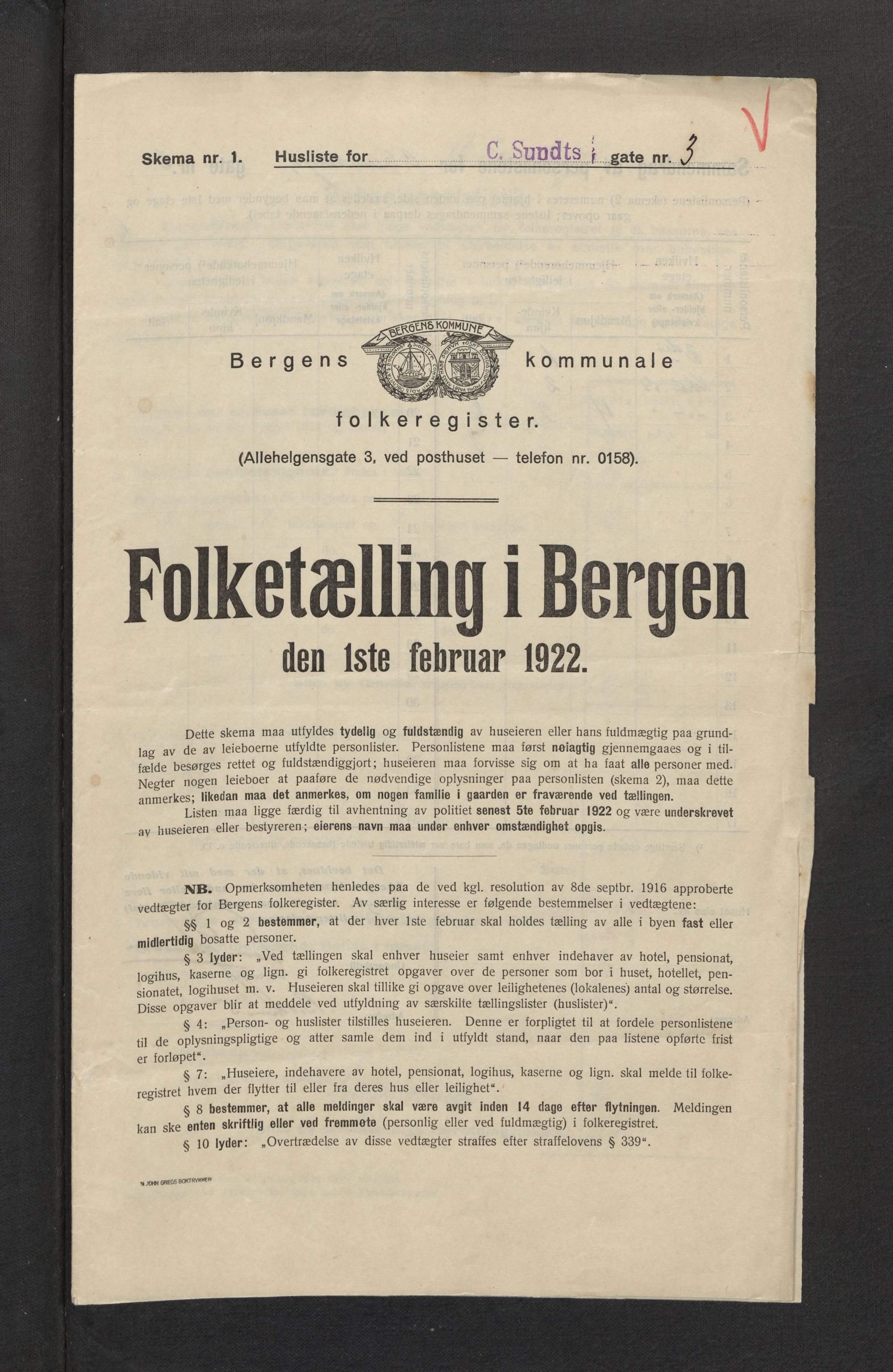 SAB, Kommunal folketelling 1922 for Bergen kjøpstad, 1922, s. 5343