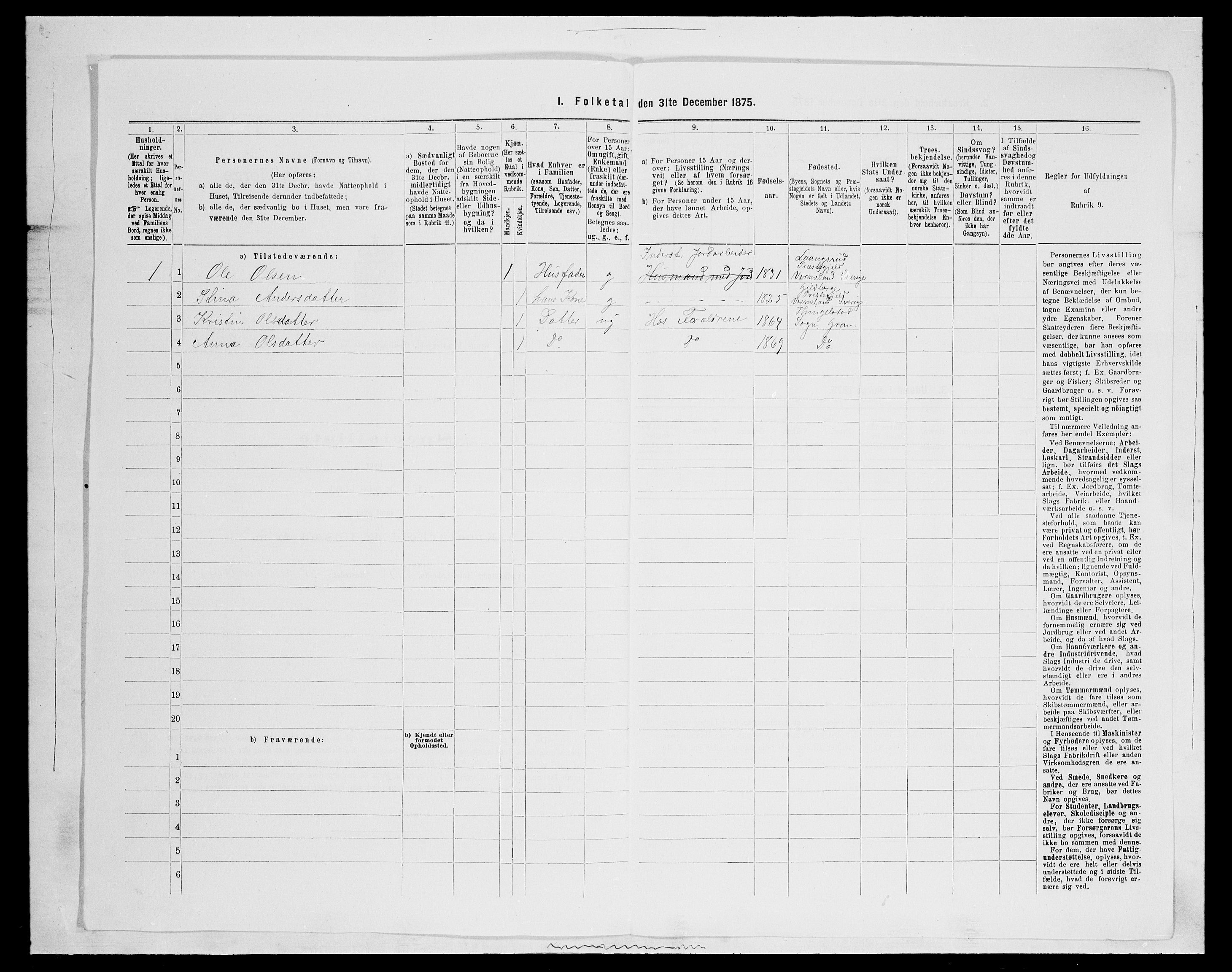 SAH, Folketelling 1875 for 0534P Gran prestegjeld, 1875, s. 1532