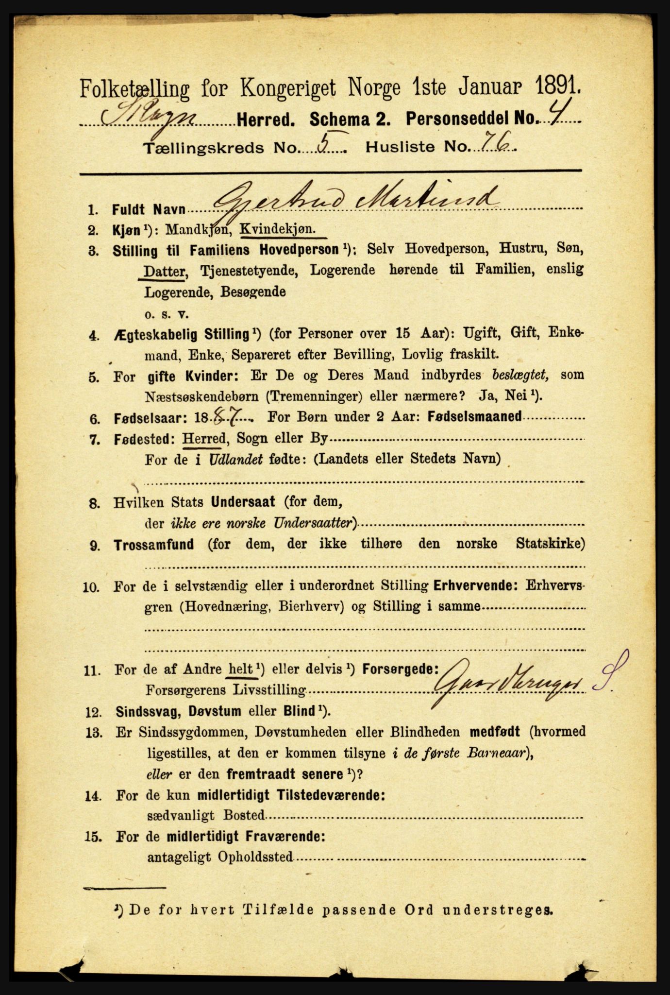 RA, Folketelling 1891 for 1719 Skogn herred, 1891, s. 3341