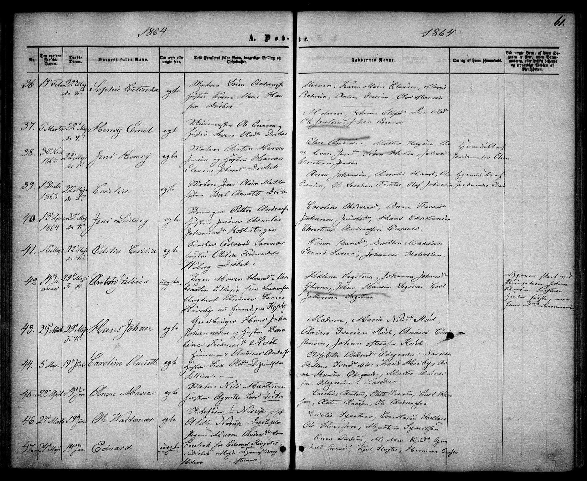 Drøbak prestekontor Kirkebøker, AV/SAO-A-10142a/F/Fa/L0002: Ministerialbok nr. I 2, 1858-1870, s. 61