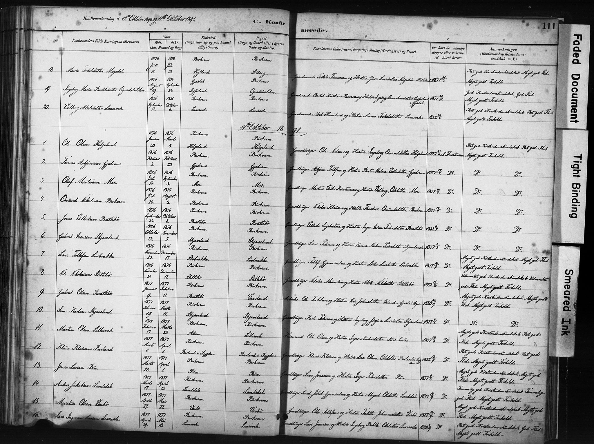 Helleland sokneprestkontor, SAST/A-101810: Ministerialbok nr. A 9, 1887-1908, s. 111