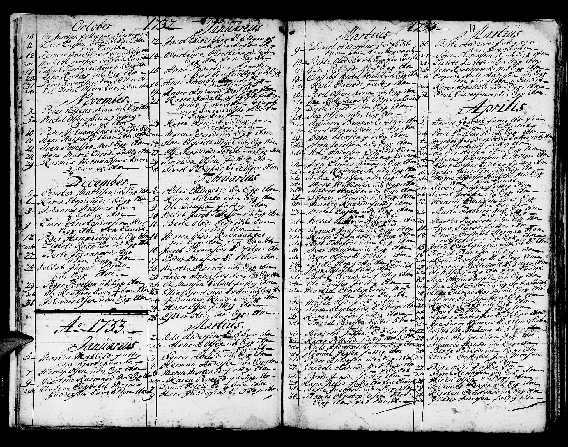 Domkirken sokneprestembete, SAB/A-74801/H/Haa/L0008: Ministerialbok nr. A 8, 1725-1775, s. 11