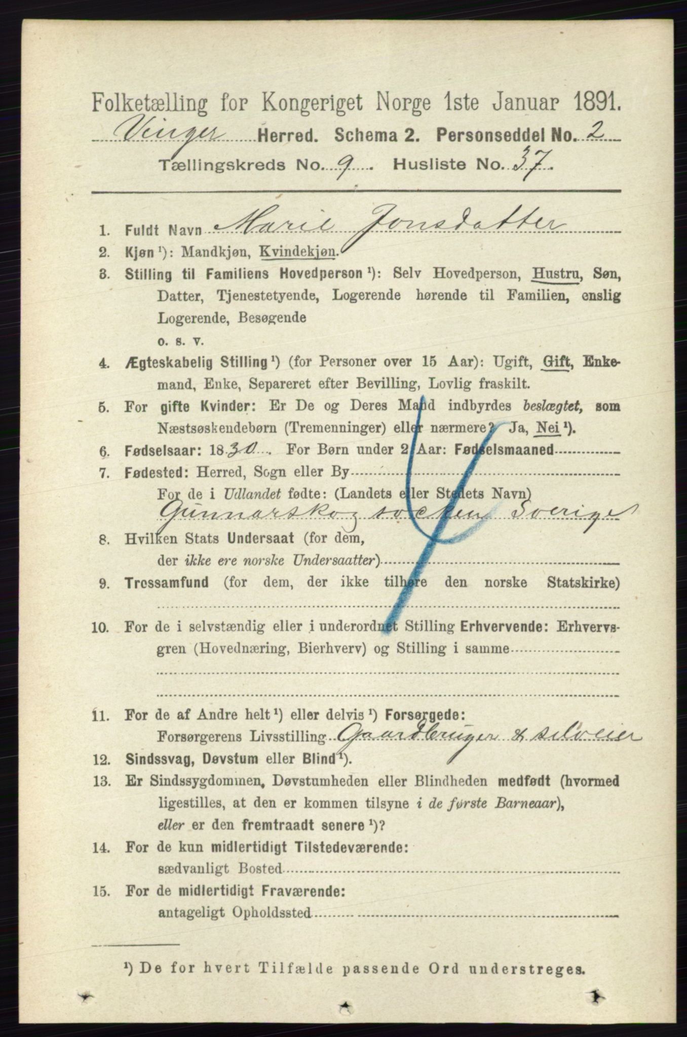 RA, Folketelling 1891 for 0421 Vinger herred, 1891, s. 4567