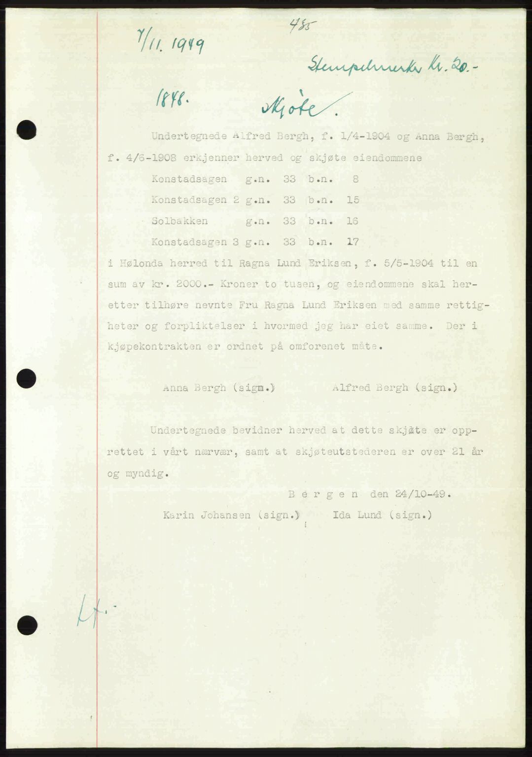 Gauldal sorenskriveri, SAT/A-0014/1/2/2C: Pantebok nr. A9, 1949-1950, Dagboknr: 1848/1949