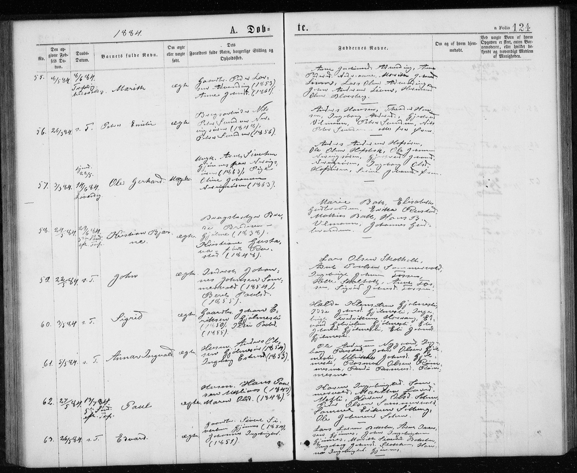 Ministerialprotokoller, klokkerbøker og fødselsregistre - Sør-Trøndelag, AV/SAT-A-1456/668/L0817: Klokkerbok nr. 668C06, 1873-1884, s. 124