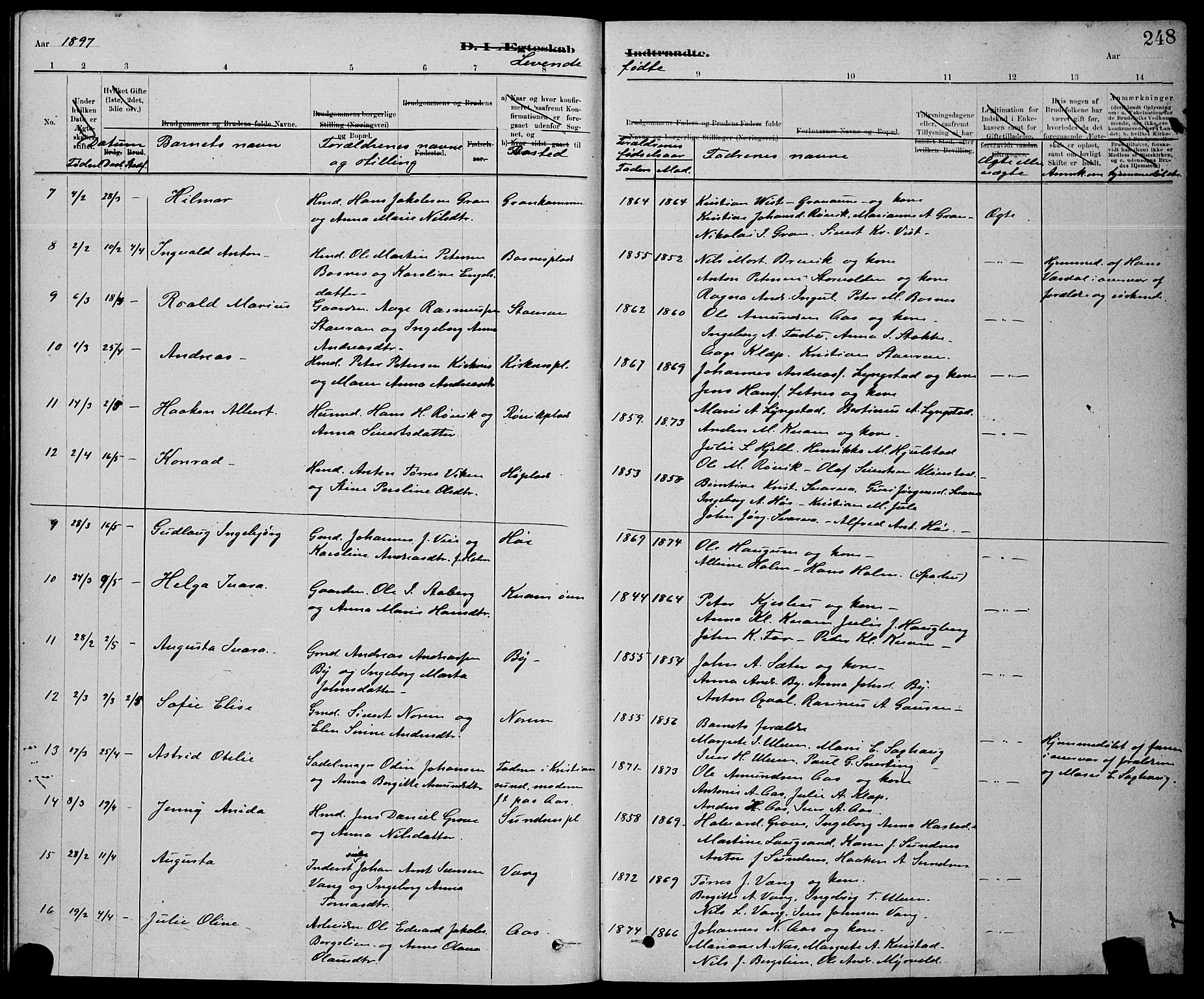 Ministerialprotokoller, klokkerbøker og fødselsregistre - Nord-Trøndelag, SAT/A-1458/730/L0301: Klokkerbok nr. 730C04, 1880-1897, s. 248