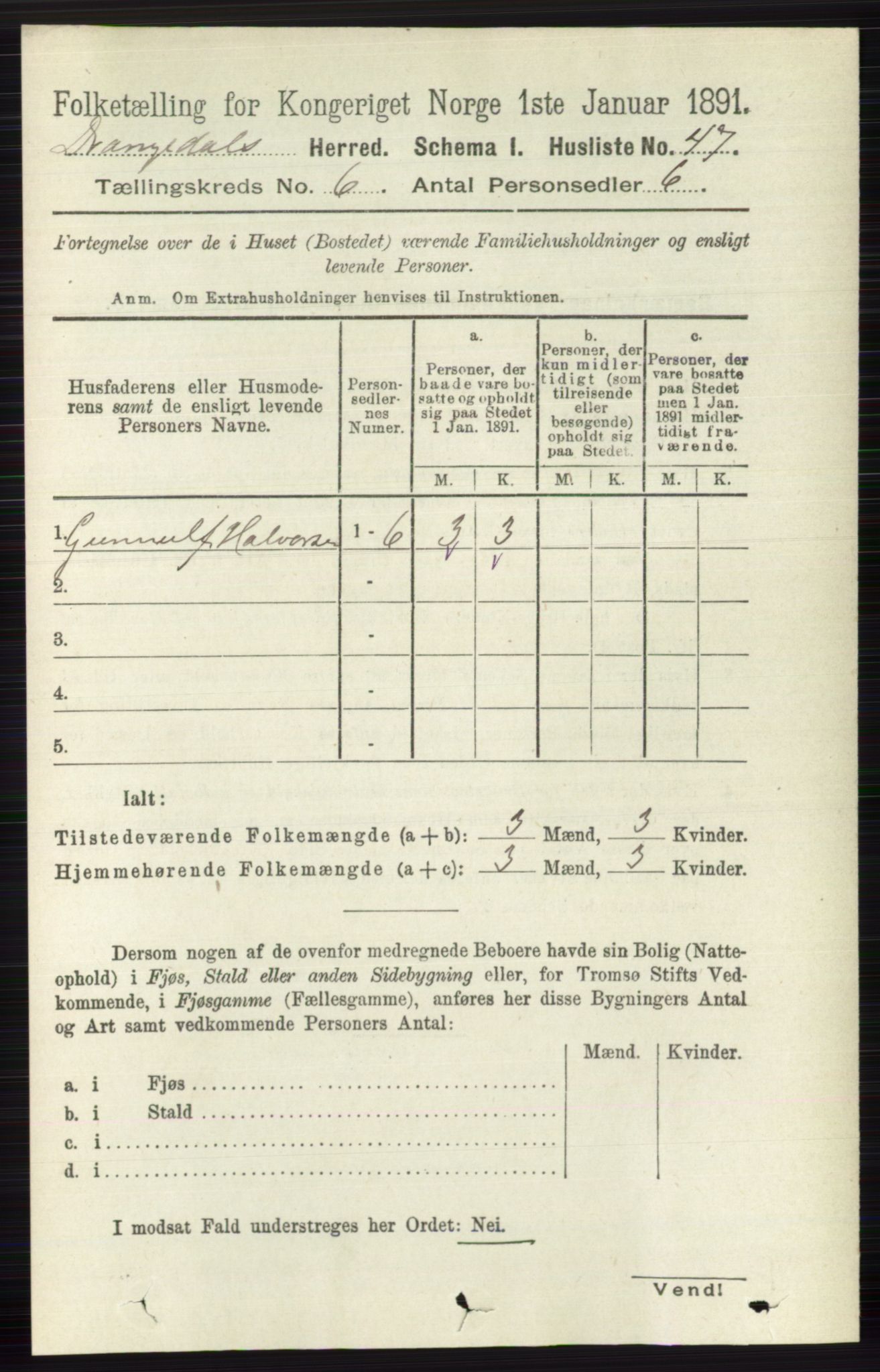 RA, Folketelling 1891 for 0817 Drangedal herred, 1891, s. 1971