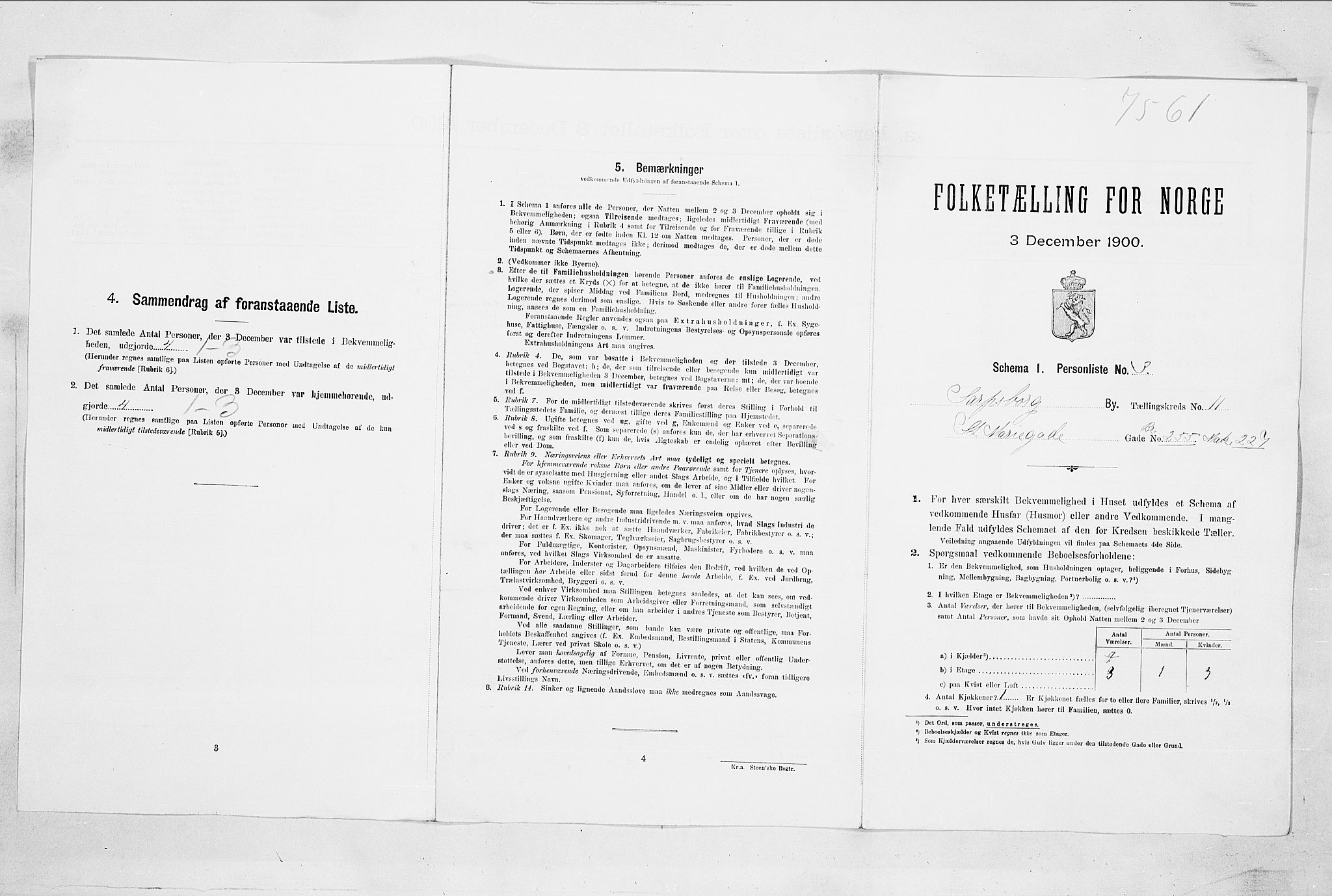 SAO, Folketelling 1900 for 0102 Sarpsborg kjøpstad, 1900