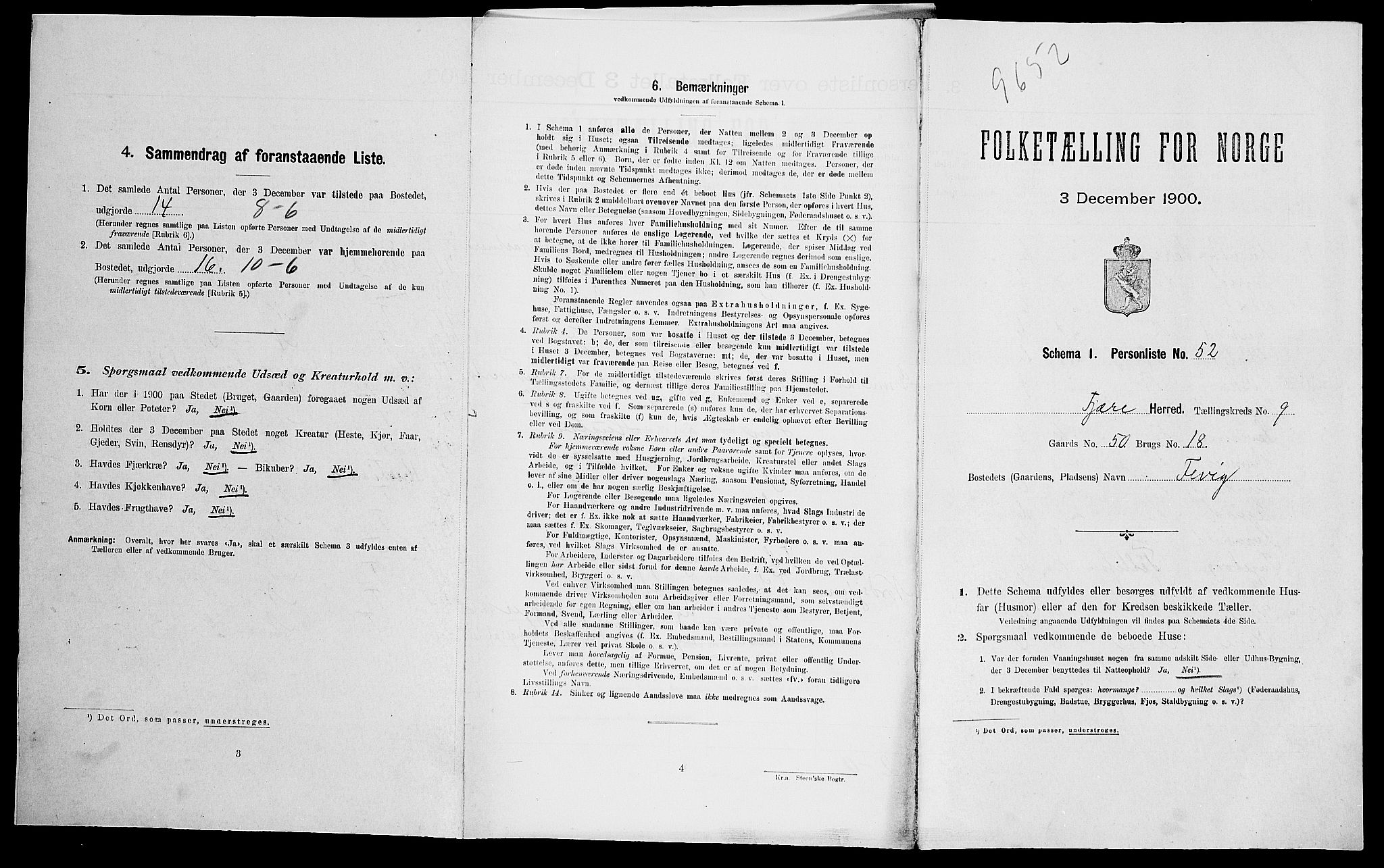 SAK, Folketelling 1900 for 0923 Fjære herred, 1900, s. 1904