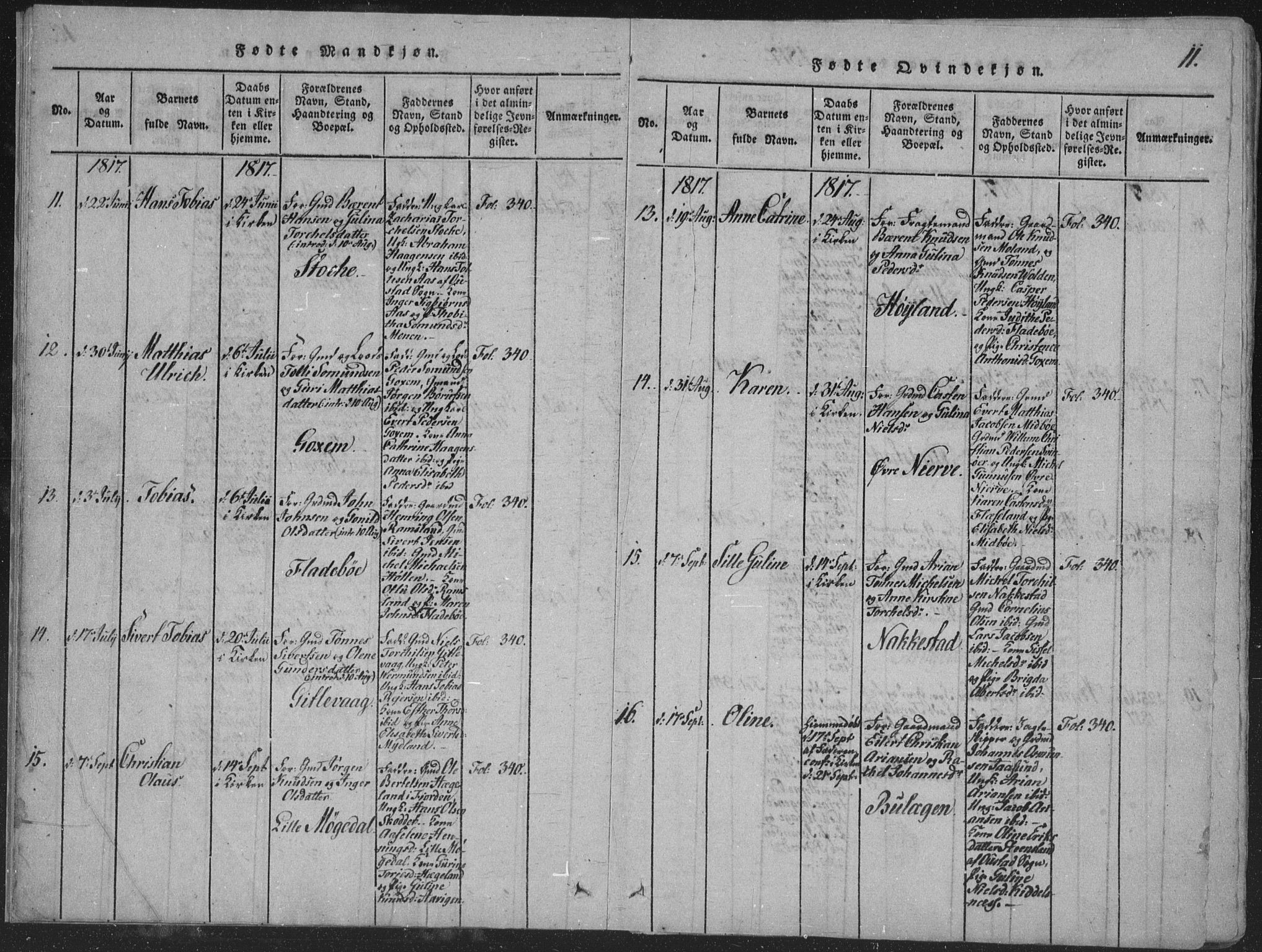 Sør-Audnedal sokneprestkontor, AV/SAK-1111-0039/F/Fa/Faa/L0001: Ministerialbok nr. A 1, 1816-1848, s. 11