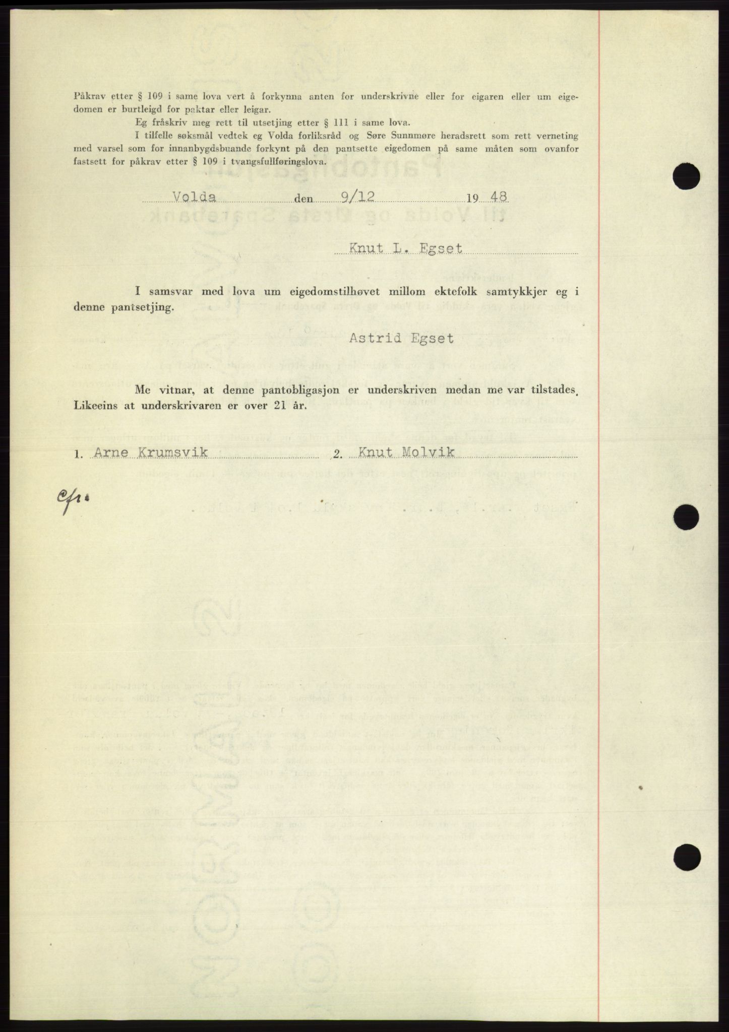 Søre Sunnmøre sorenskriveri, AV/SAT-A-4122/1/2/2C/L0116: Pantebok nr. 4B, 1948-1949, Dagboknr: 1829/1948