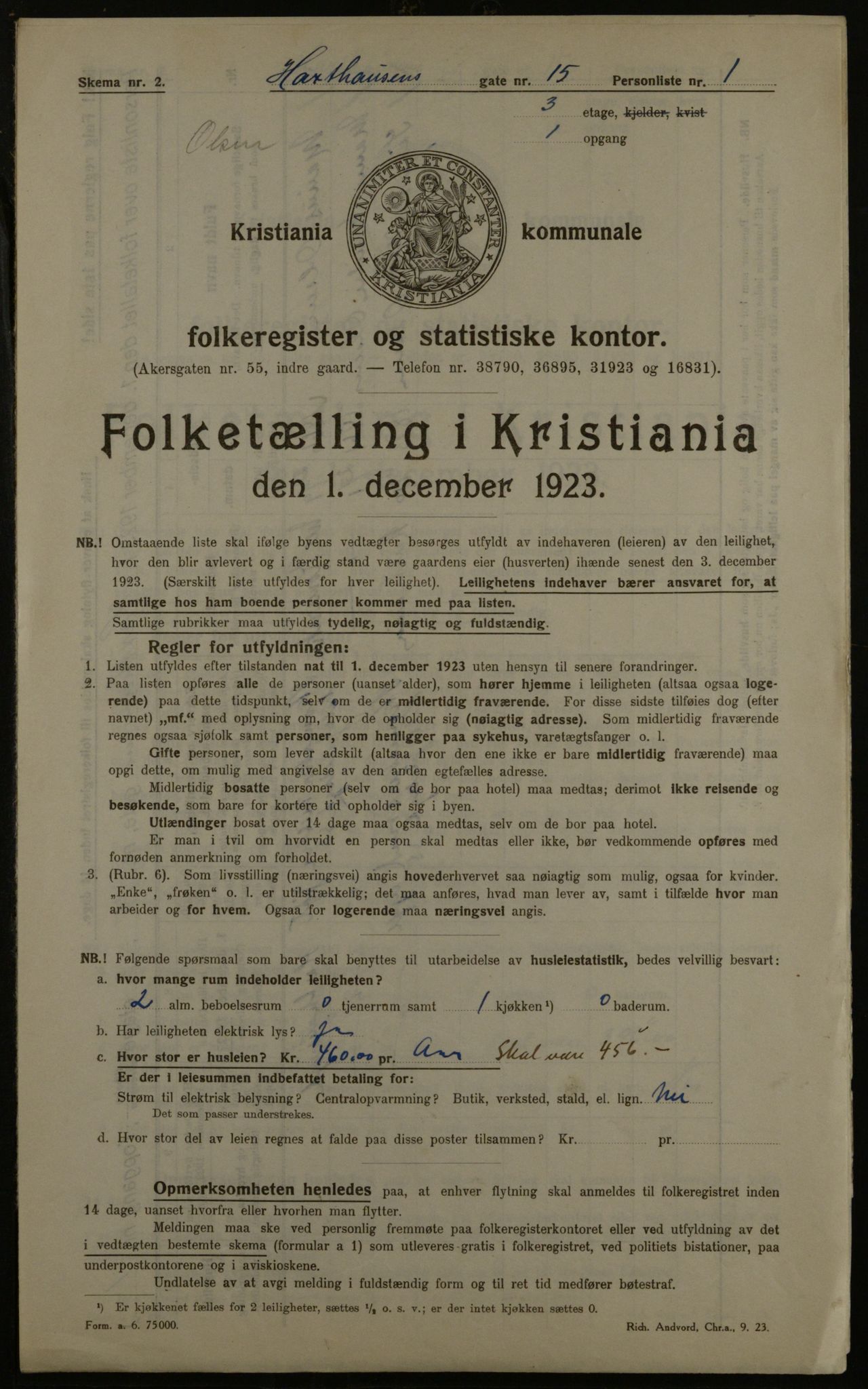 OBA, Kommunal folketelling 1.12.1923 for Kristiania, 1923, s. 39845