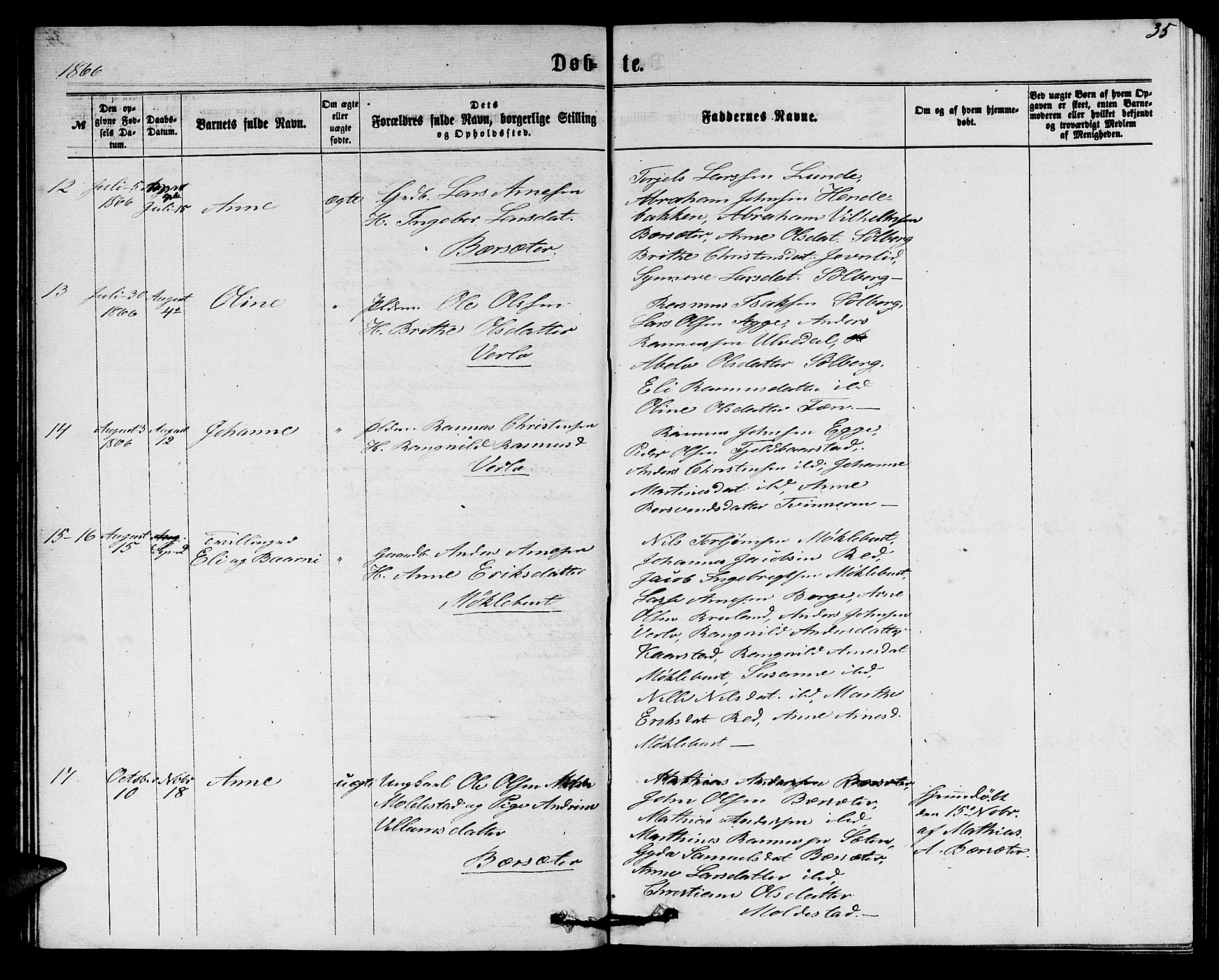 Innvik sokneprestembete, AV/SAB-A-80501: Klokkerbok nr. C 2, 1864-1882, s. 35
