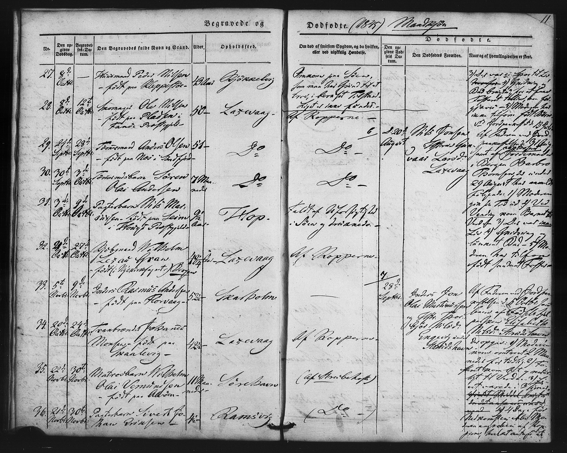 Askøy Sokneprestembete, AV/SAB-A-74101/H/Ha/Haa/Haaa/L0007: Ministerialbok nr. A 7, 1842-1852, s. 11