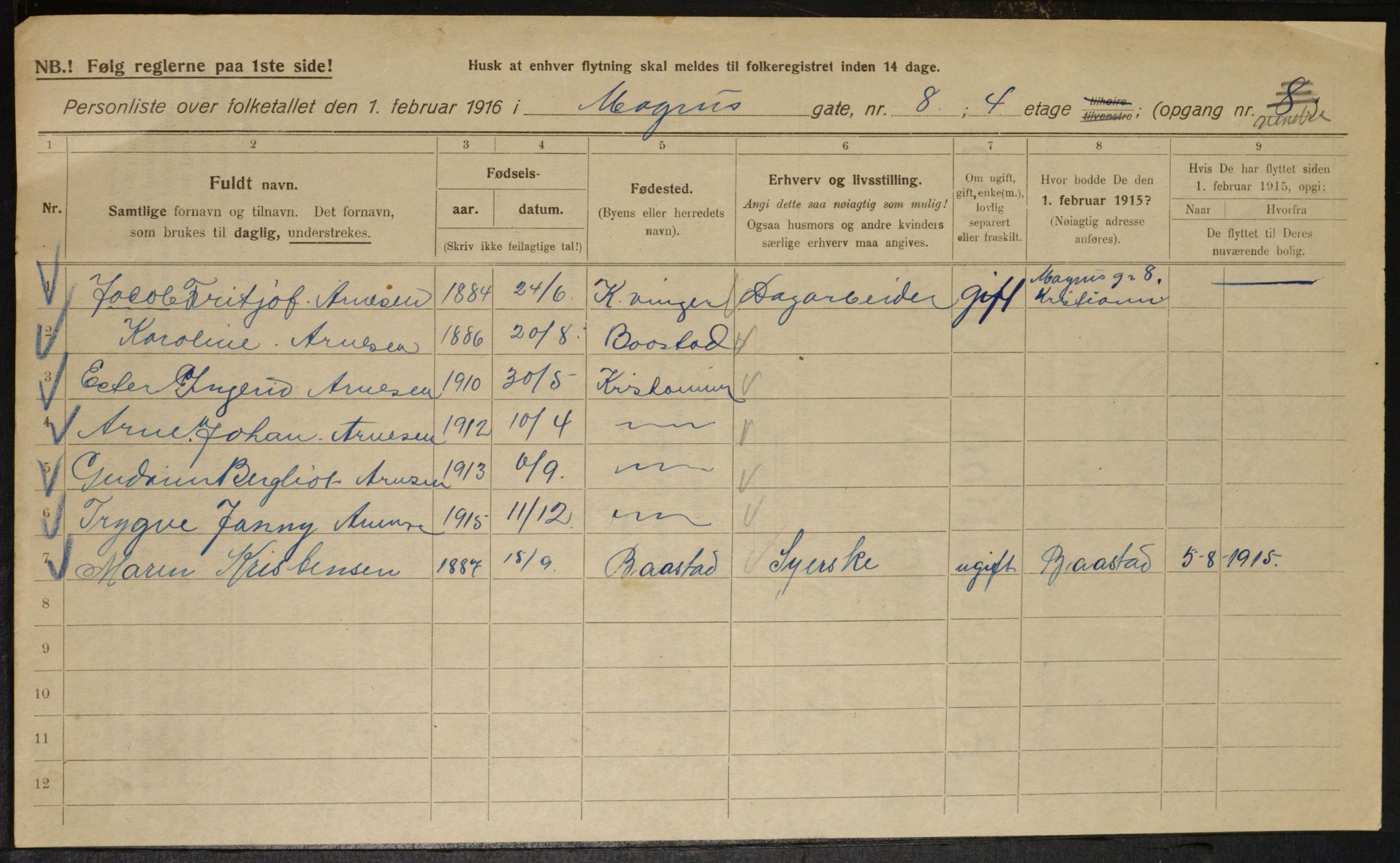 OBA, Kommunal folketelling 1.2.1916 for Kristiania, 1916, s. 60926