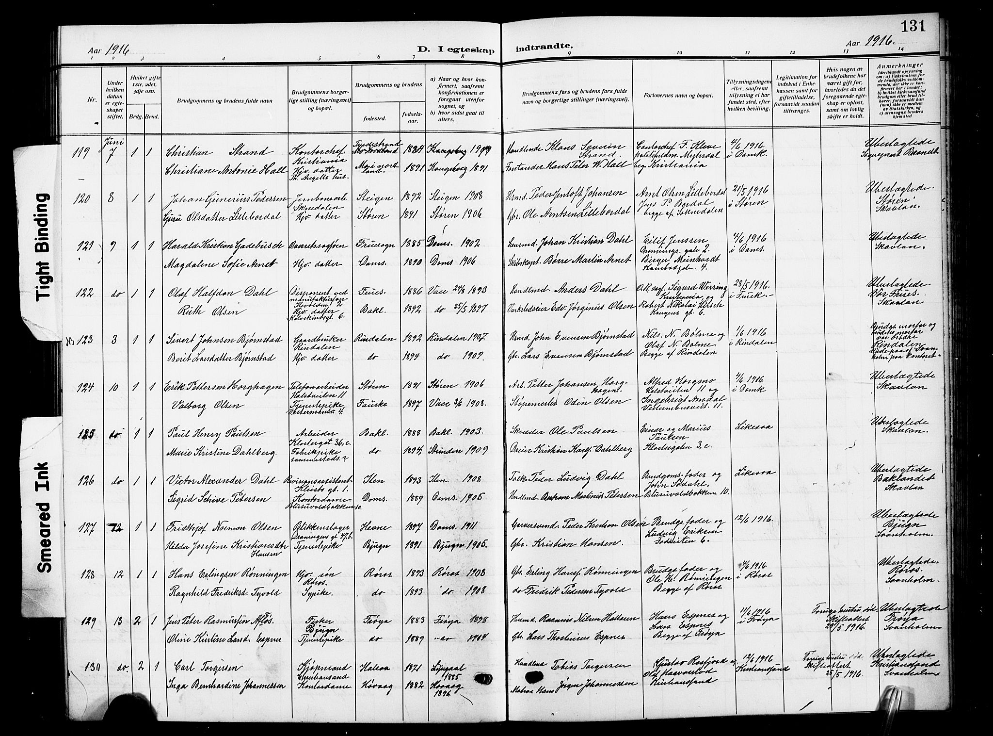 Ministerialprotokoller, klokkerbøker og fødselsregistre - Sør-Trøndelag, SAT/A-1456/601/L0097: Klokkerbok nr. 601C15, 1911-1921, s. 131