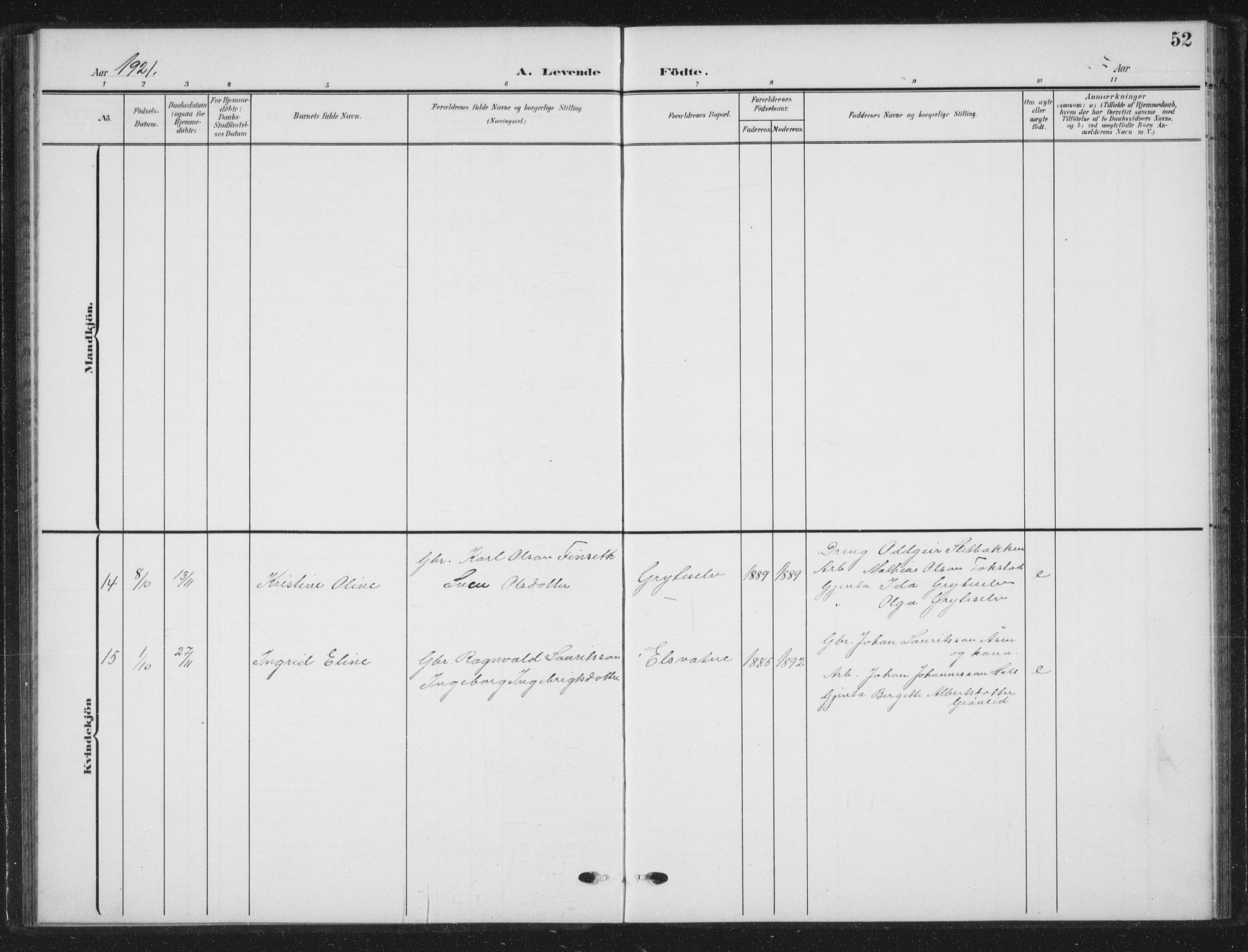 Ministerialprotokoller, klokkerbøker og fødselsregistre - Nordland, SAT/A-1459/823/L0331: Klokkerbok nr. 823C03, 1905-1934, s. 52